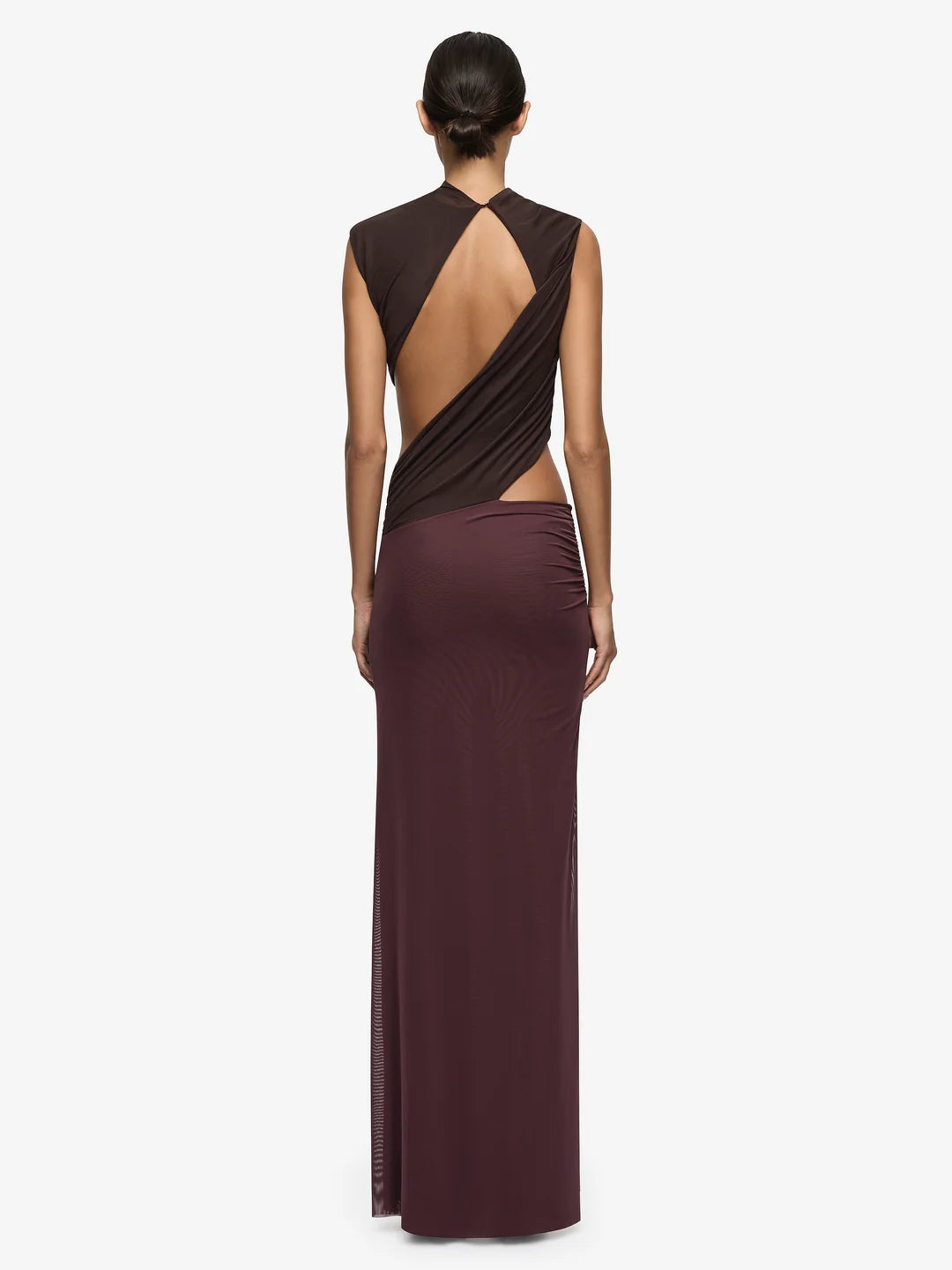 Conni maxi dress, aubergine/dark choc