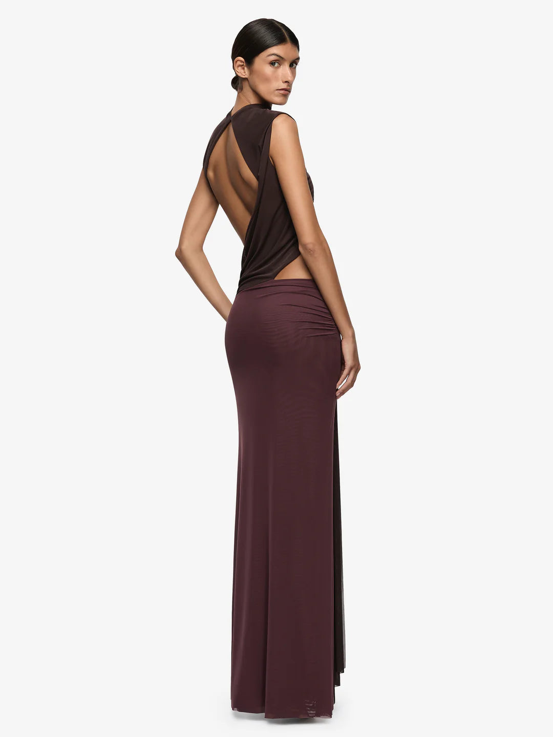 Conni maxi dress, aubergine/dark choc