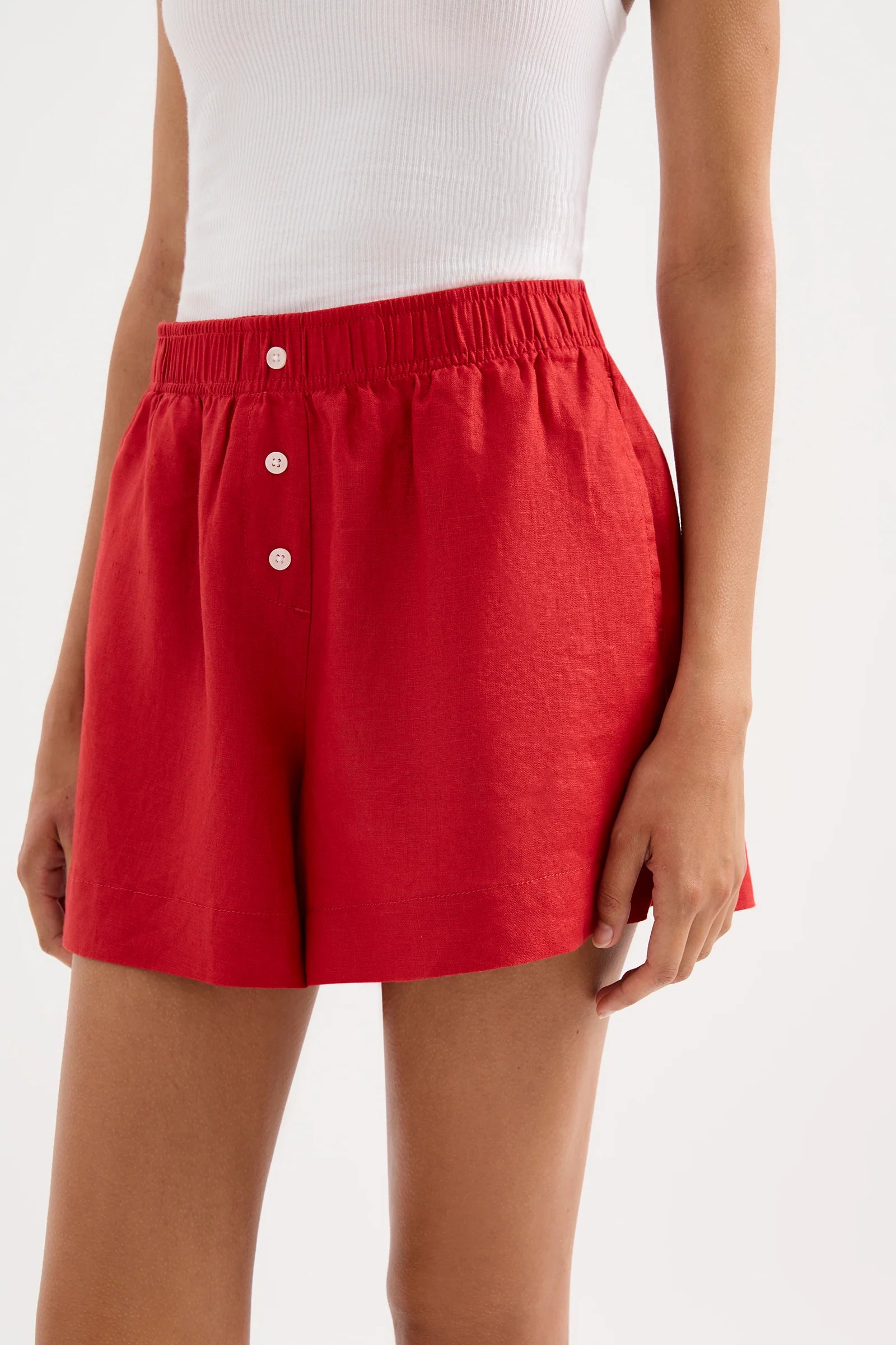 Lounge linen short, vermillion