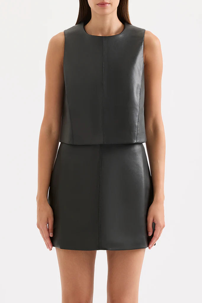 Beaumont vegan leather skirt, black