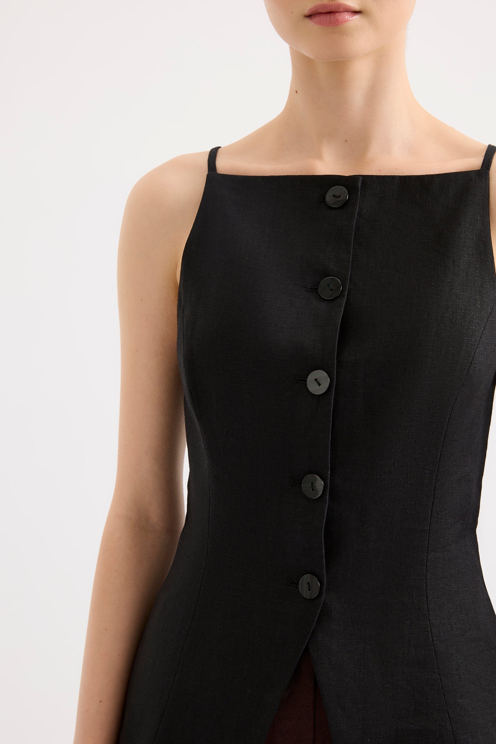 Lawrence linen vest, black