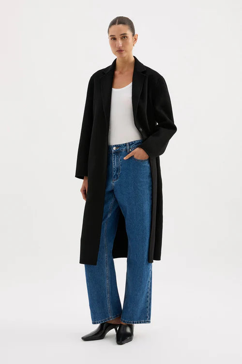 RIey wool coat, black