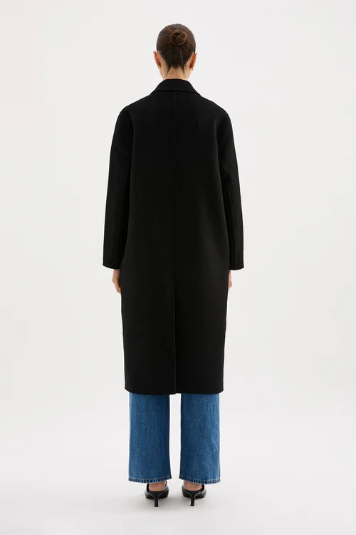 RIey wool coat, black