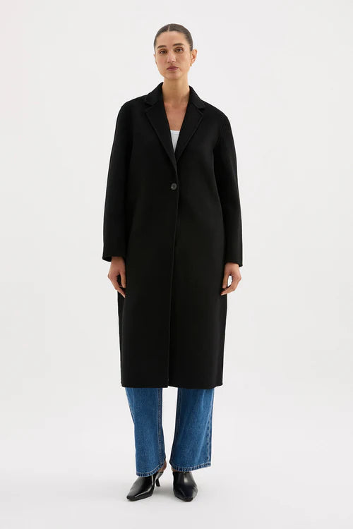RIey wool coat, black