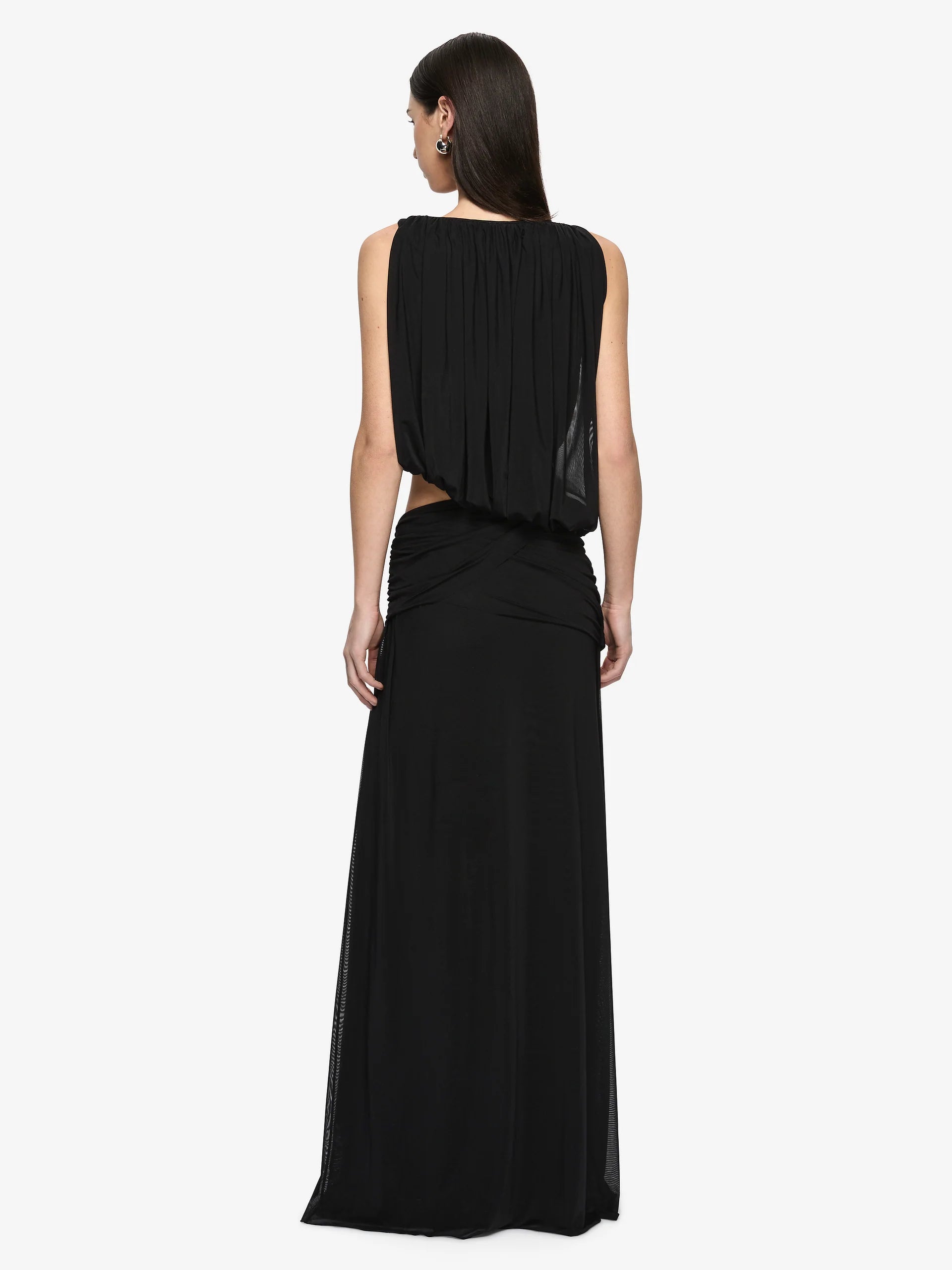 Anya gathered maxi dress, black