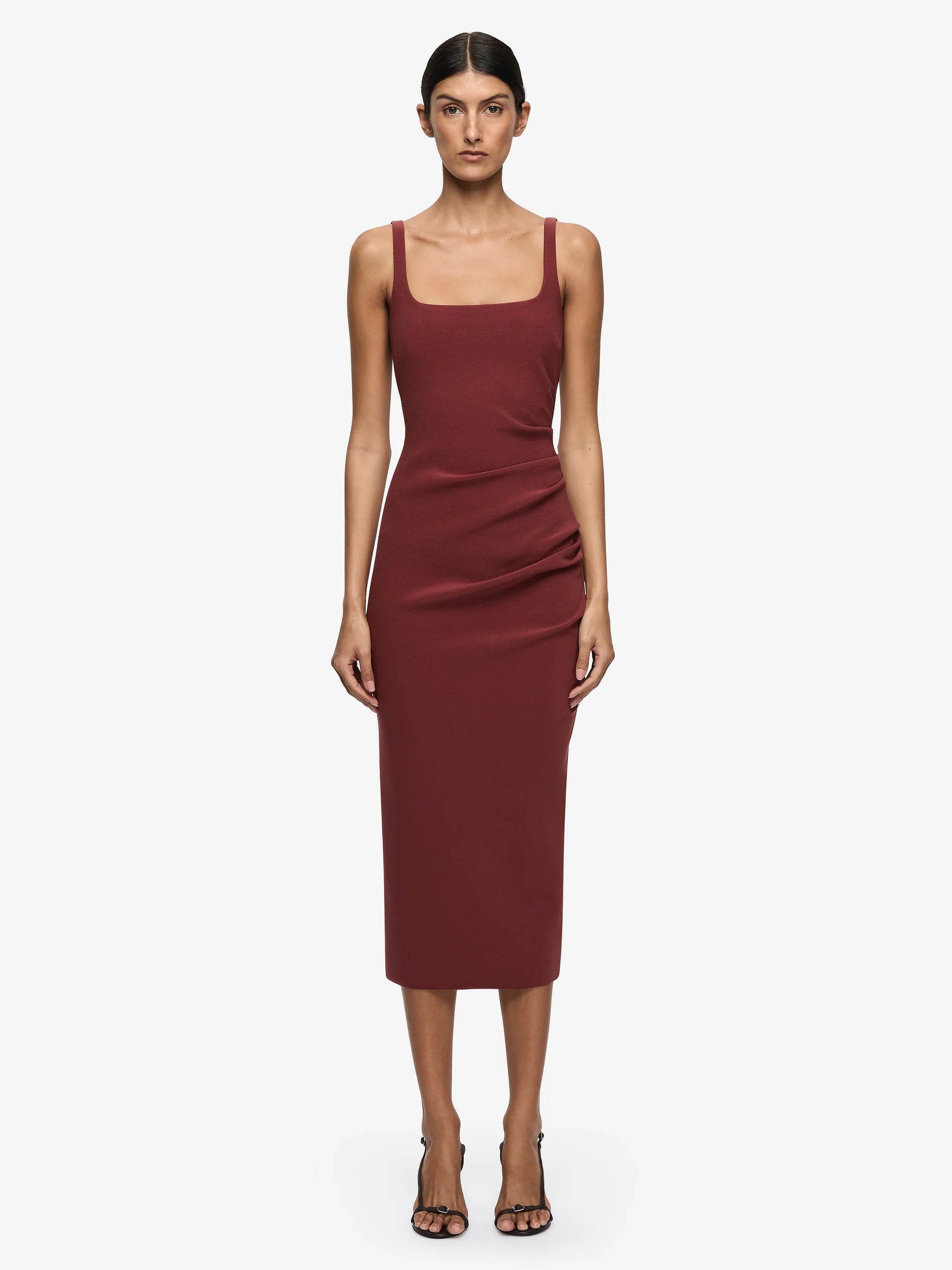 Karina tuck midi dress, sangria