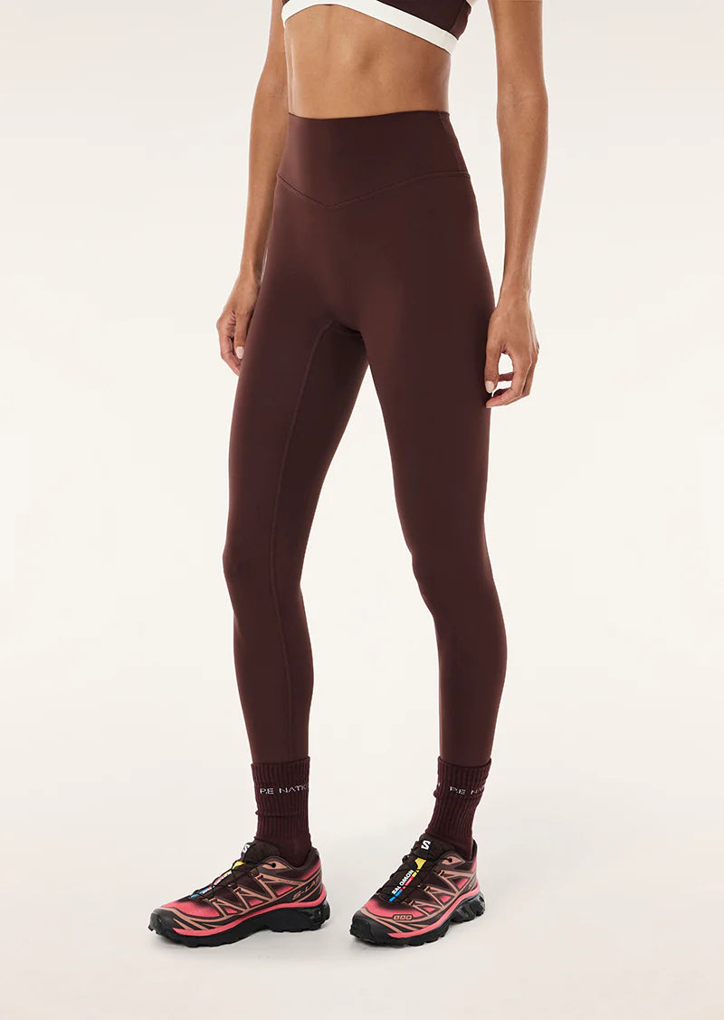 Signature full length legging, mahogany/whisper white