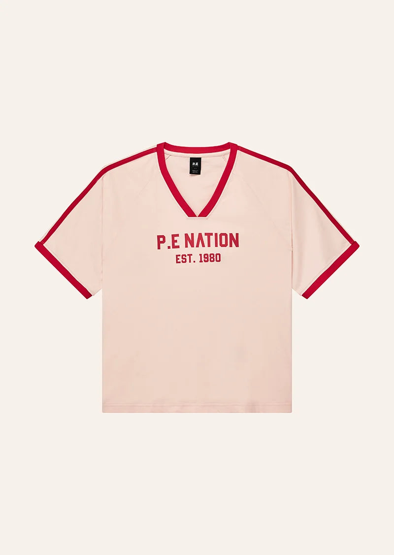 Spinout baseball tee, soft pink