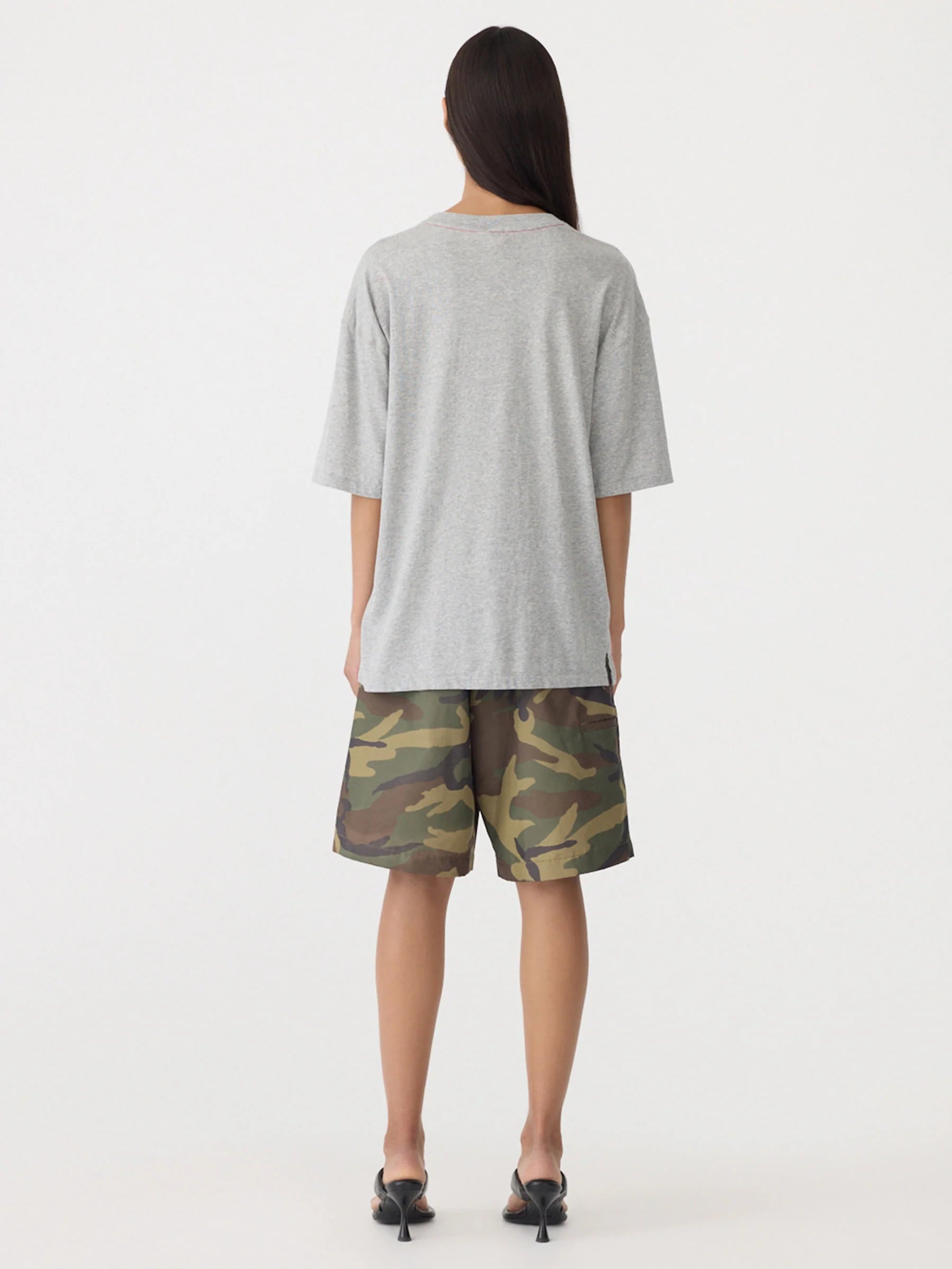 Slouch dot print t-shirt, grey marle/Heritage red