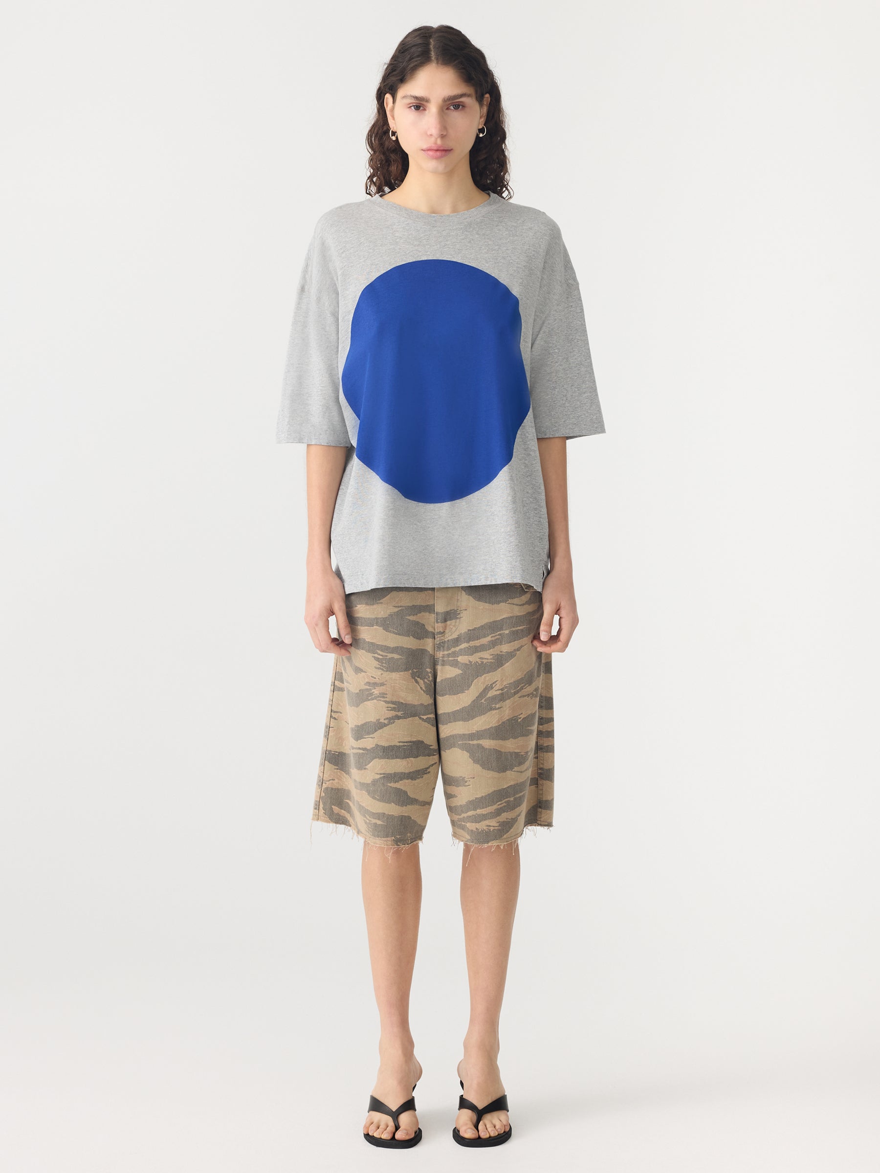 slouch dot print t-shirt, greymarle/cobalt