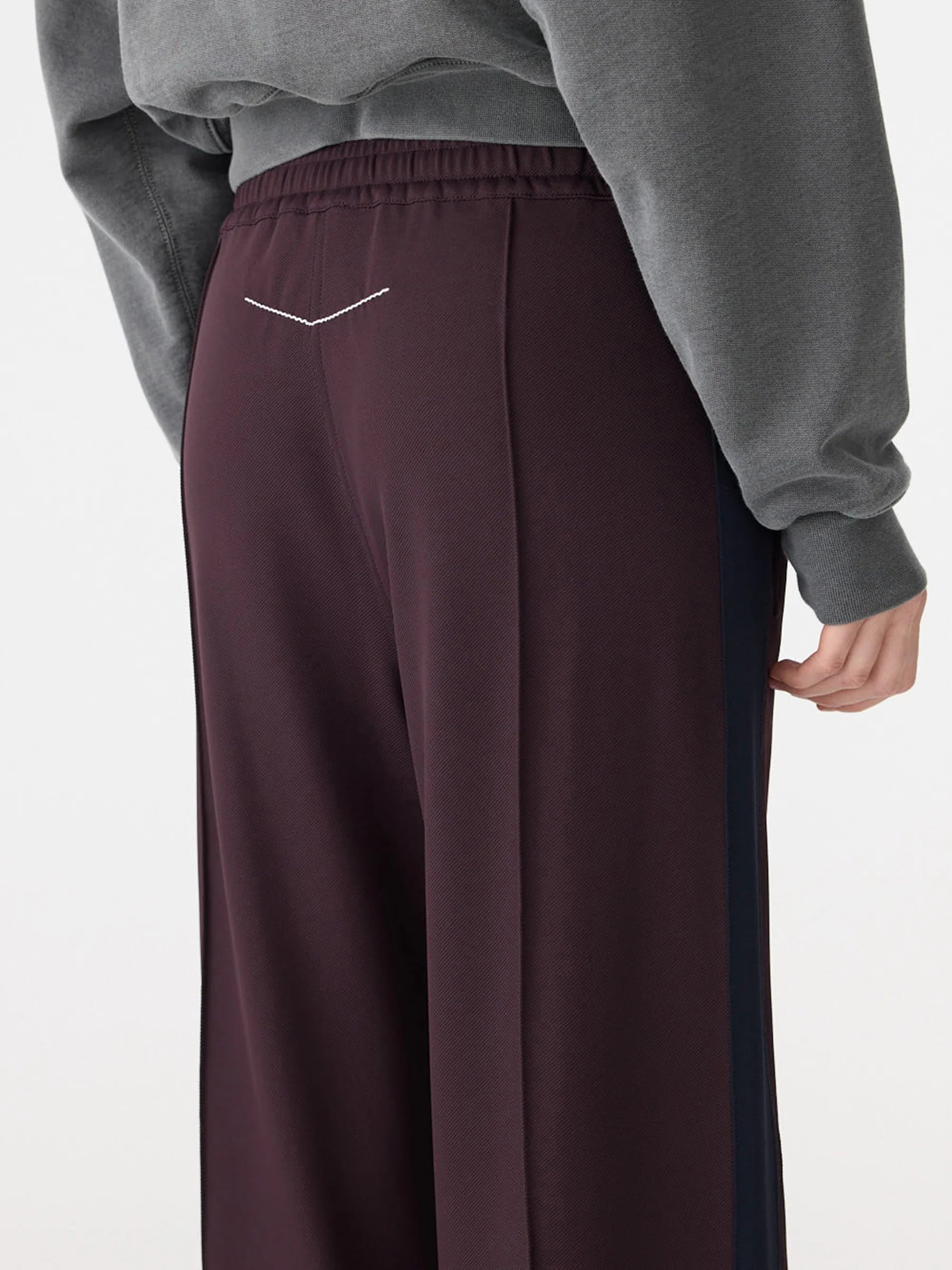 Twill Stripe Detail Pant, Dark plum/ink