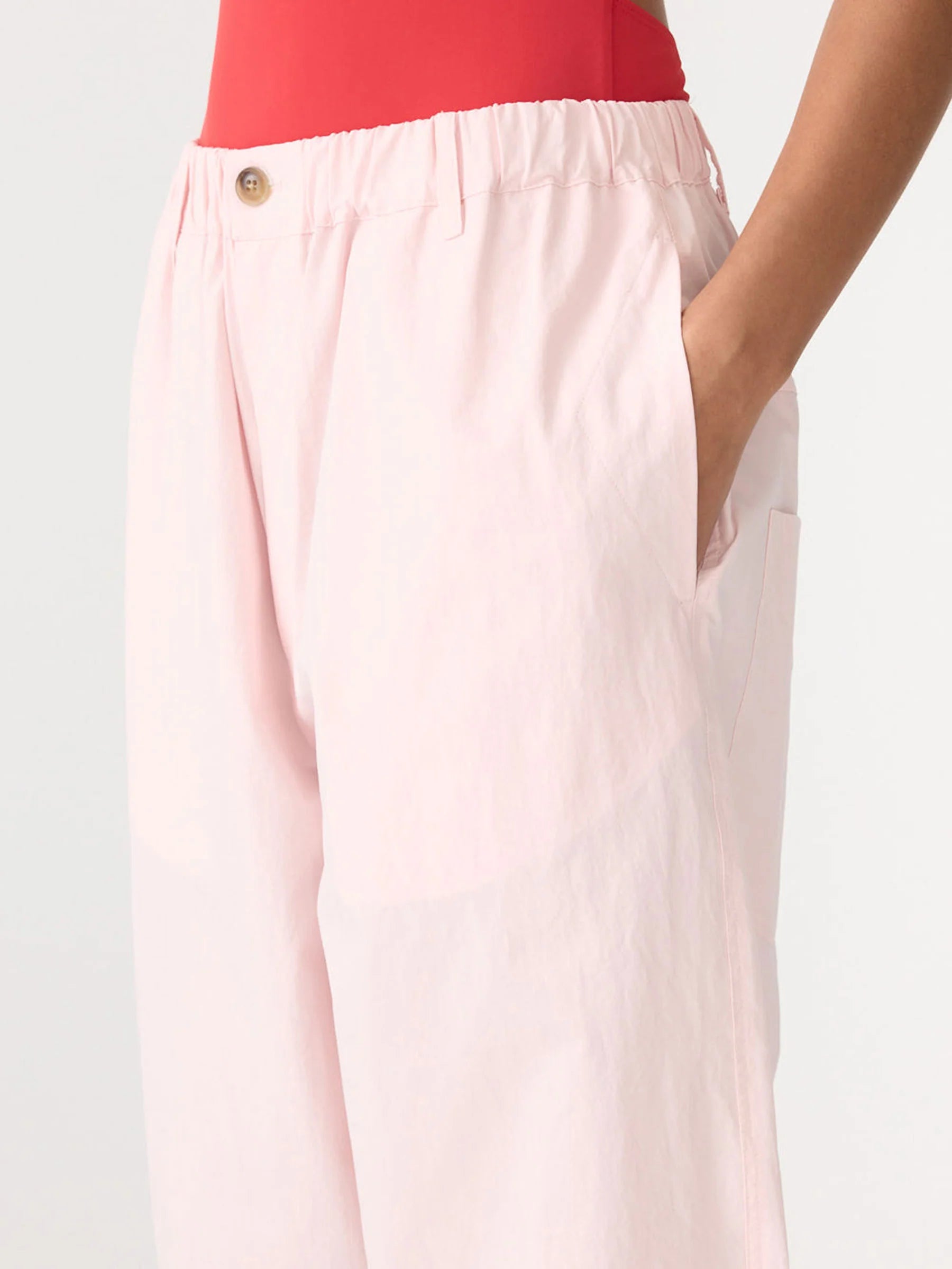 Crushed cotton summer pant, soft pink