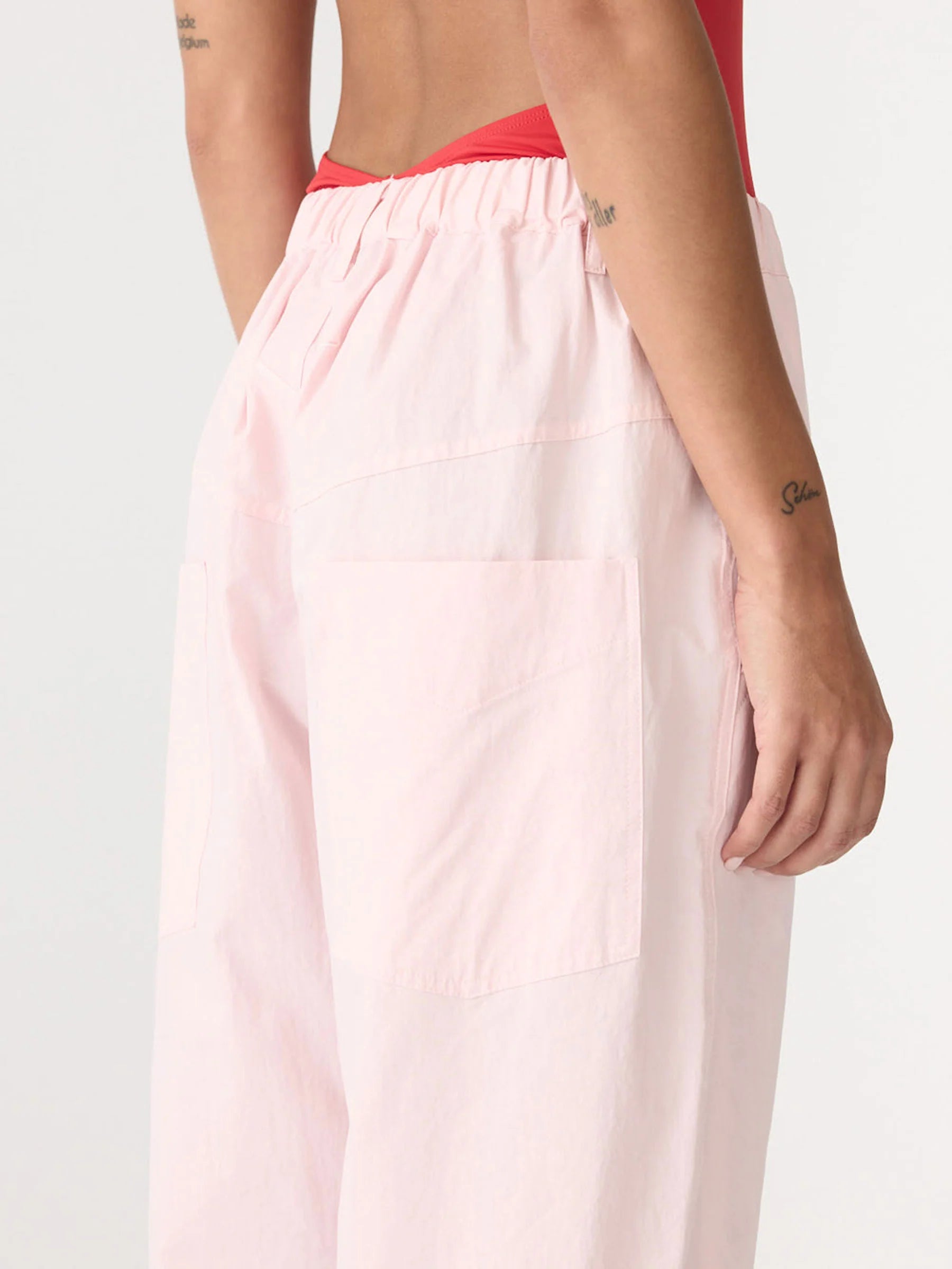Crushed cotton summer pant, soft pink