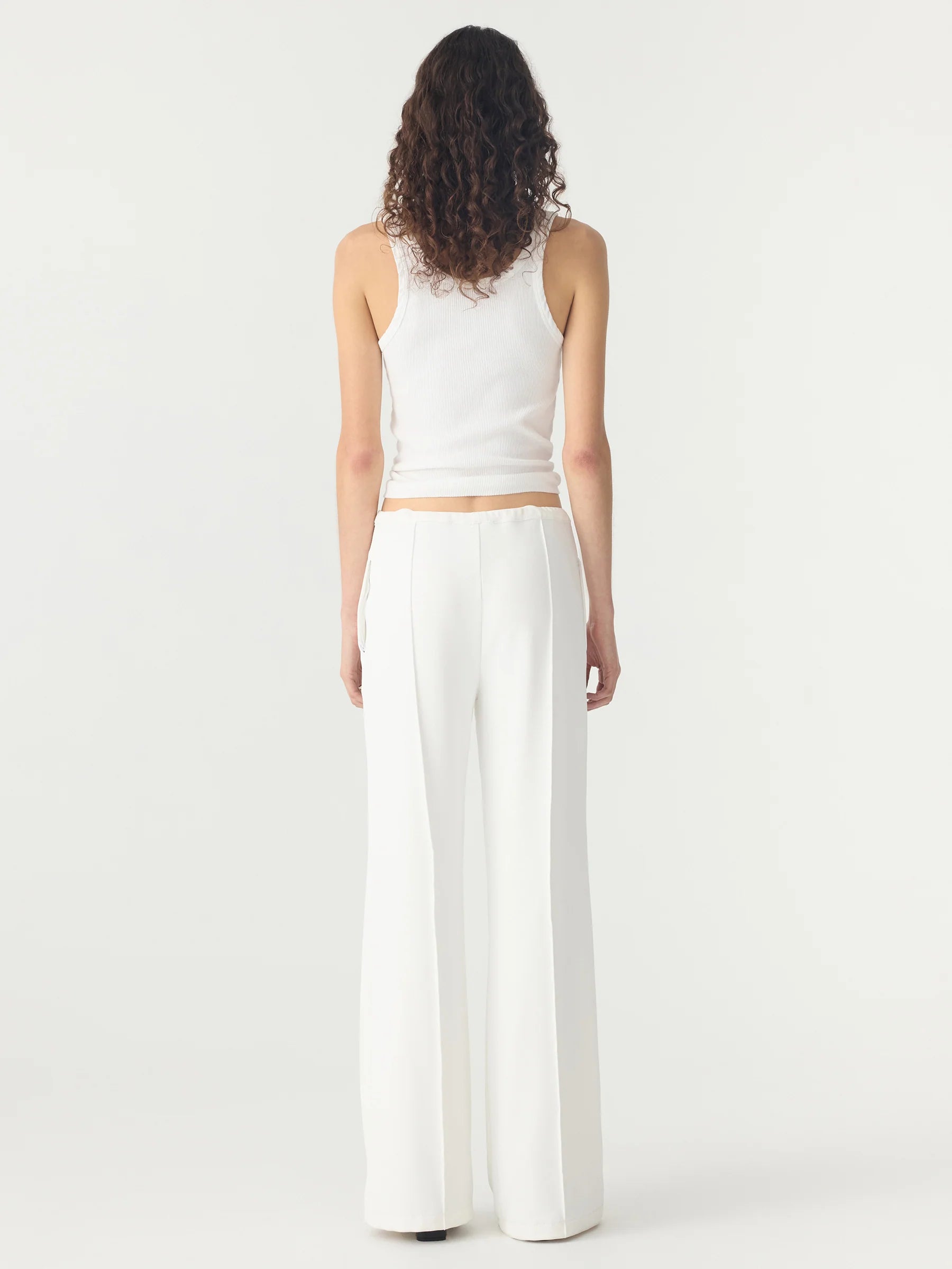 Refined pinstitch pants, white