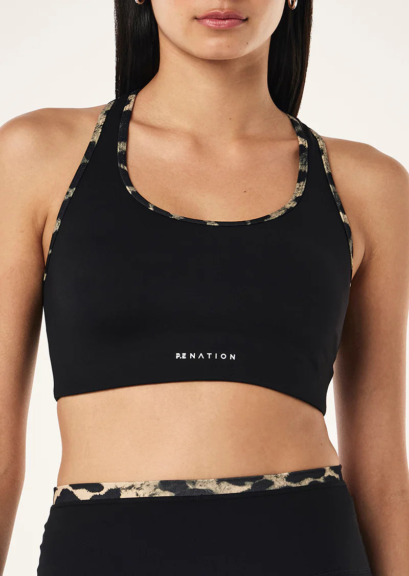 Stellar sports bra, black & leopard
