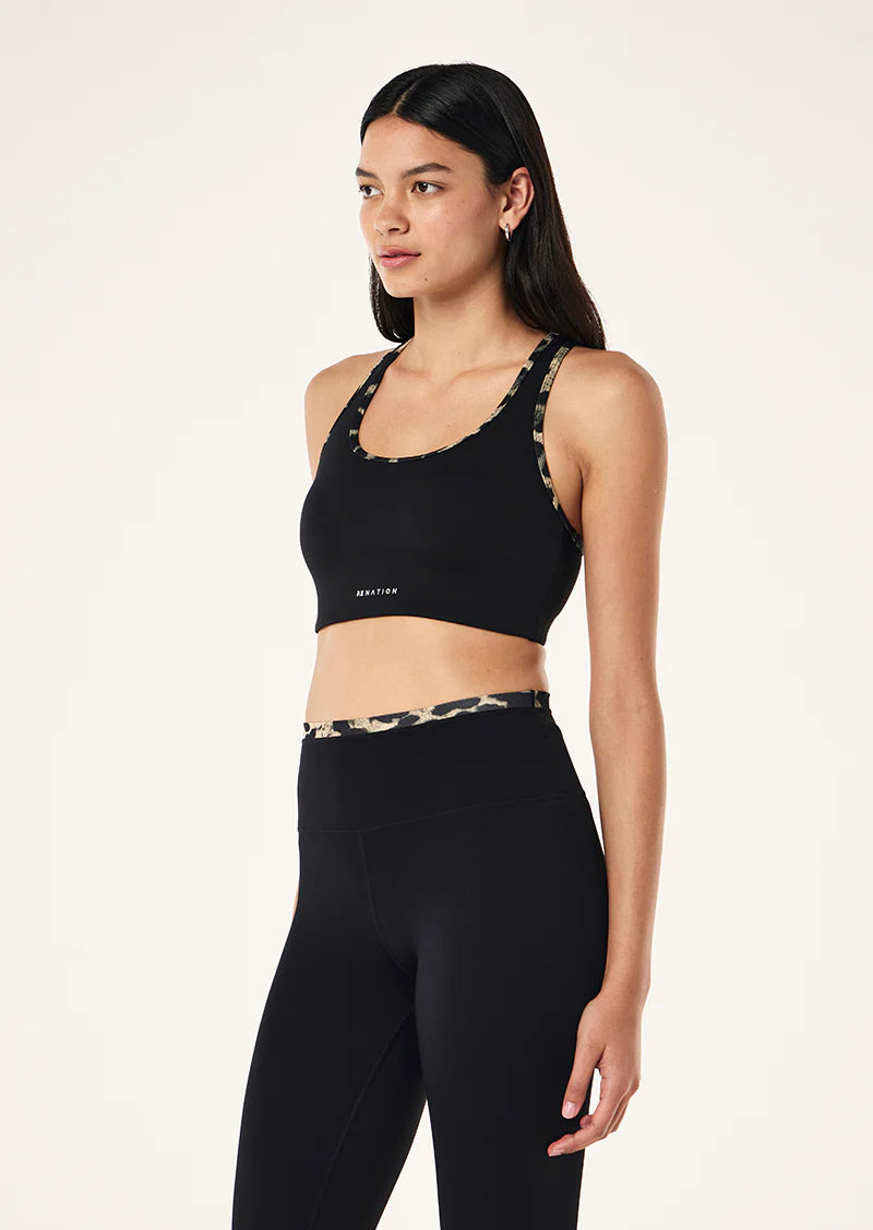 Stellar sports bra, black & leopard