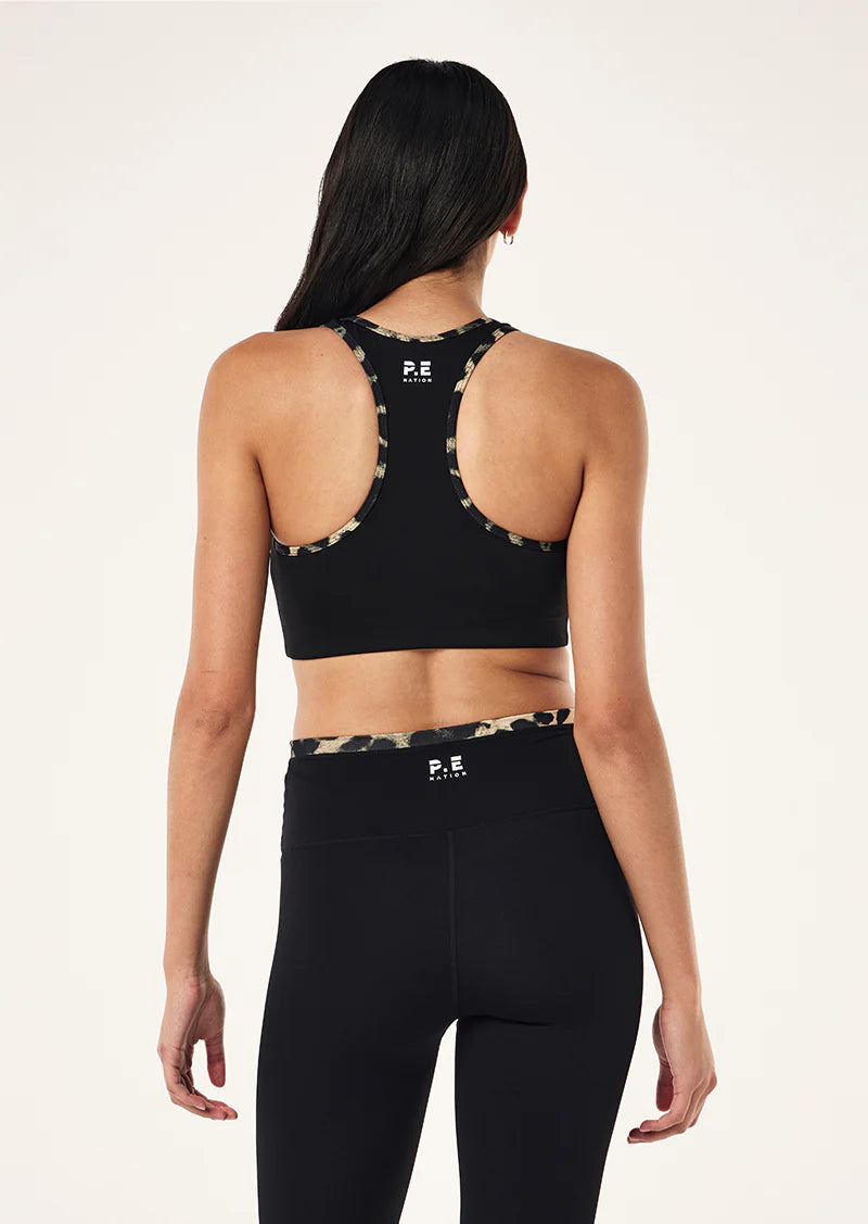 Stellar sports bra, black & leopard