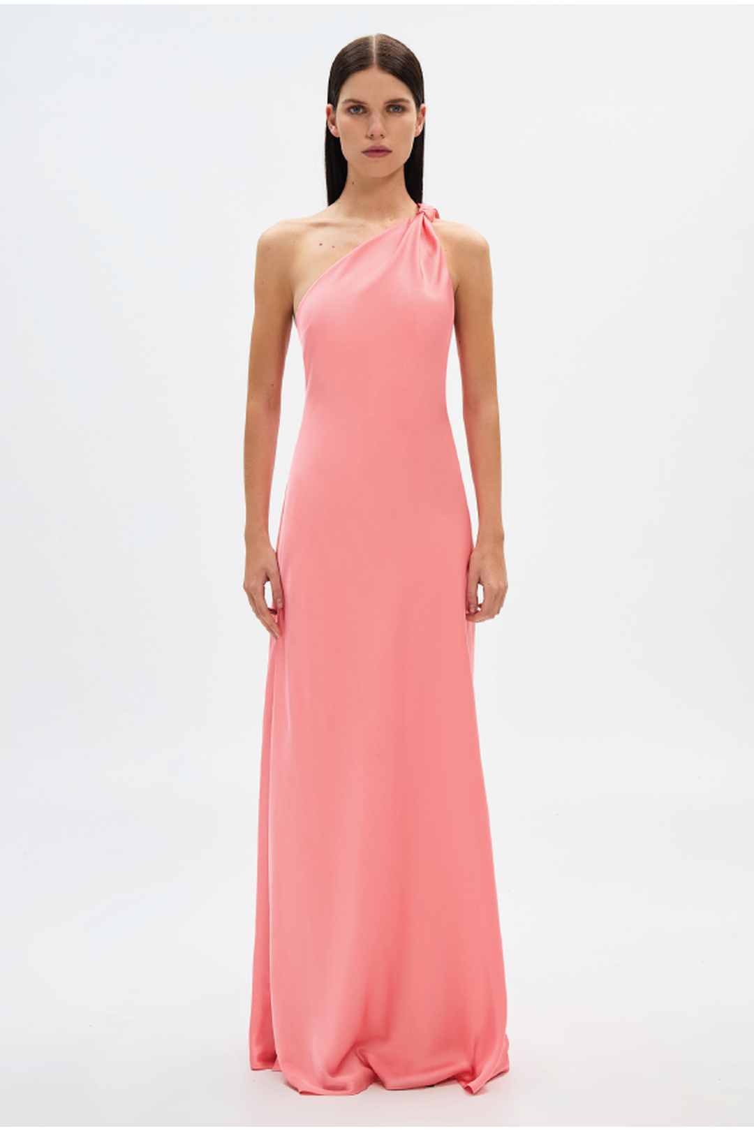 The Julianna satin gown, coral rose