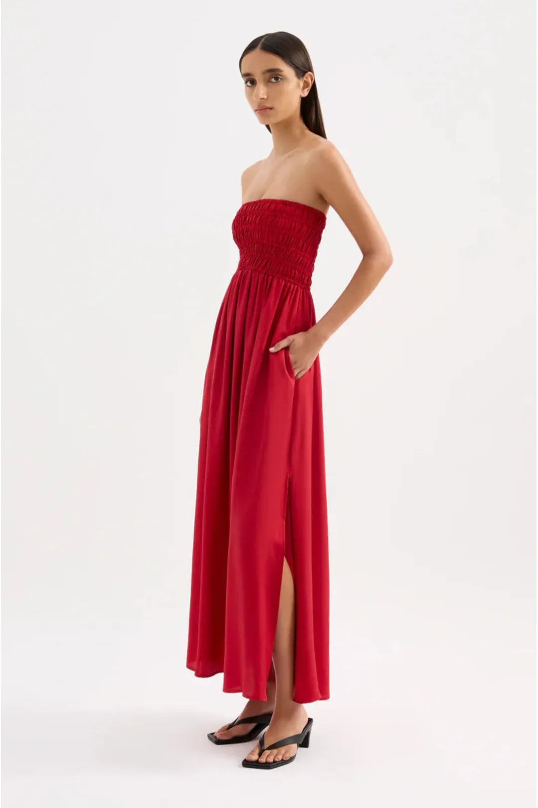 Zuri tencel maxi dress, crimson