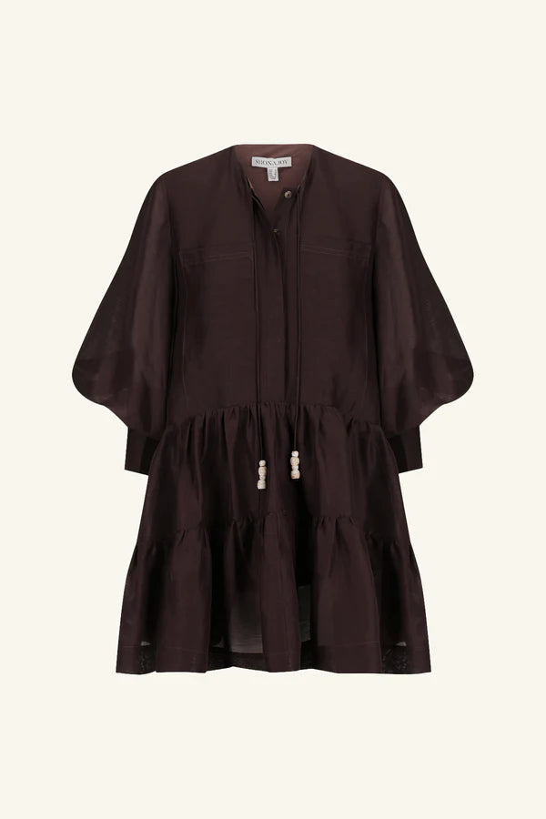 Celeste Tiered Mini Dress - ganache