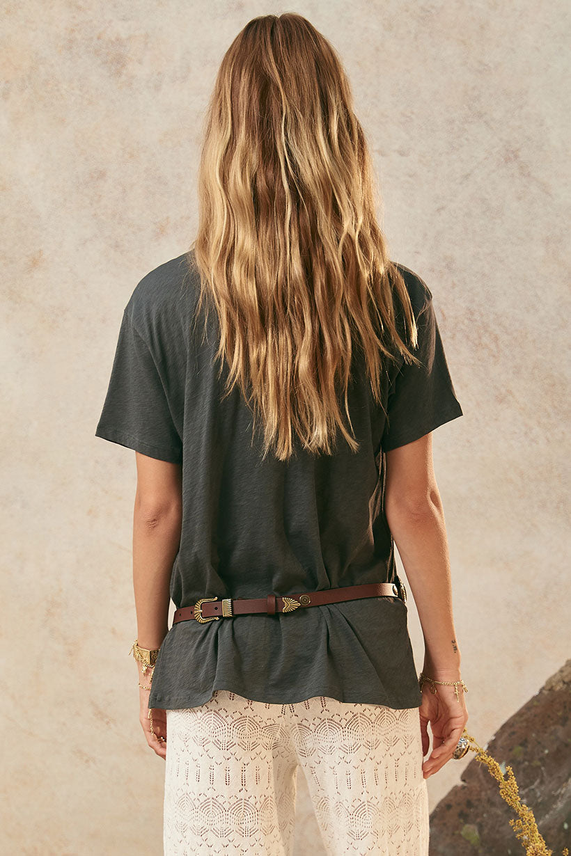 Elysian biker tee, charcoal