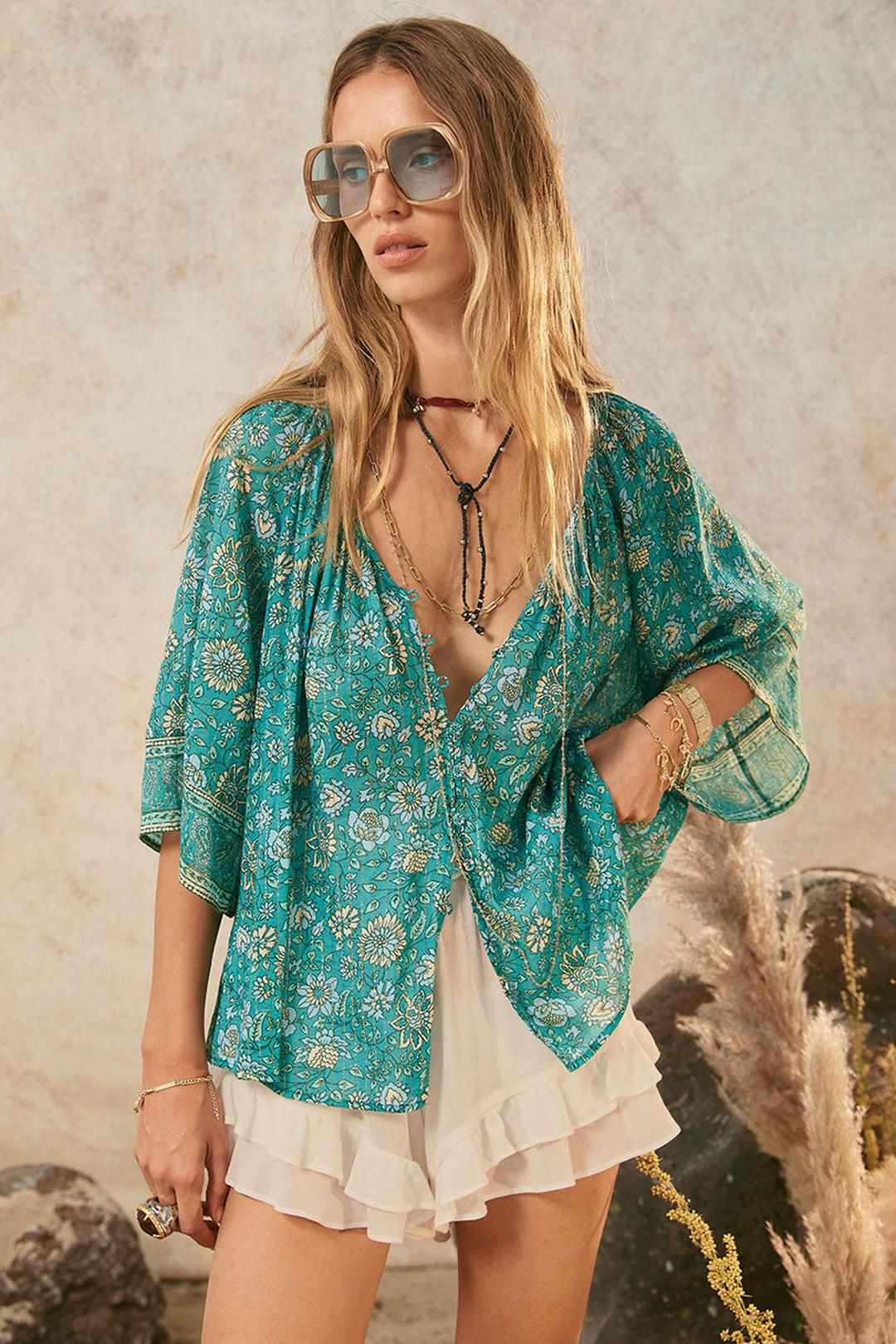 Elysian short sleeve blouse, jade
