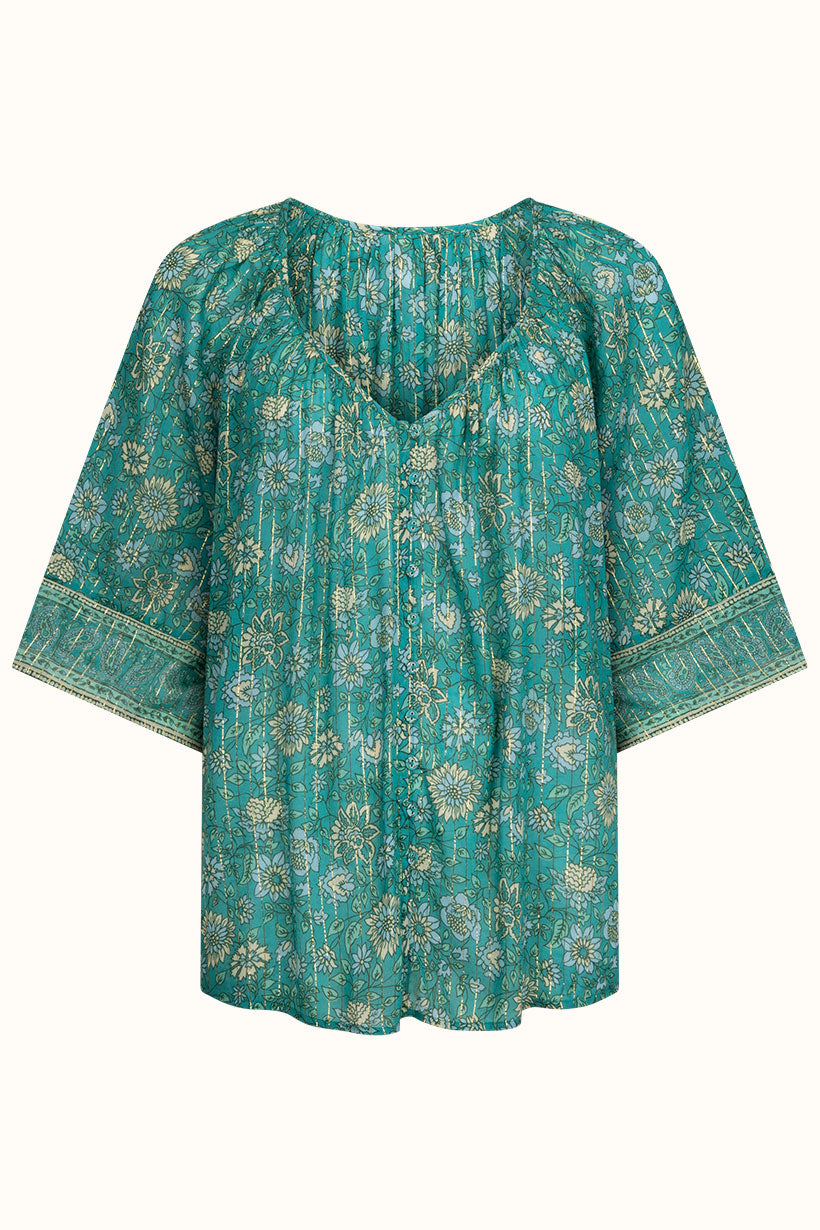 Elysian short sleeve blouse, jade