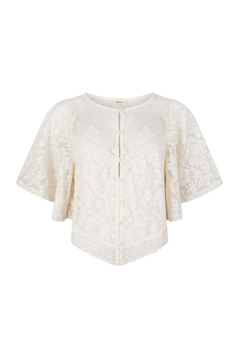 Free love lace crop, vintage cream