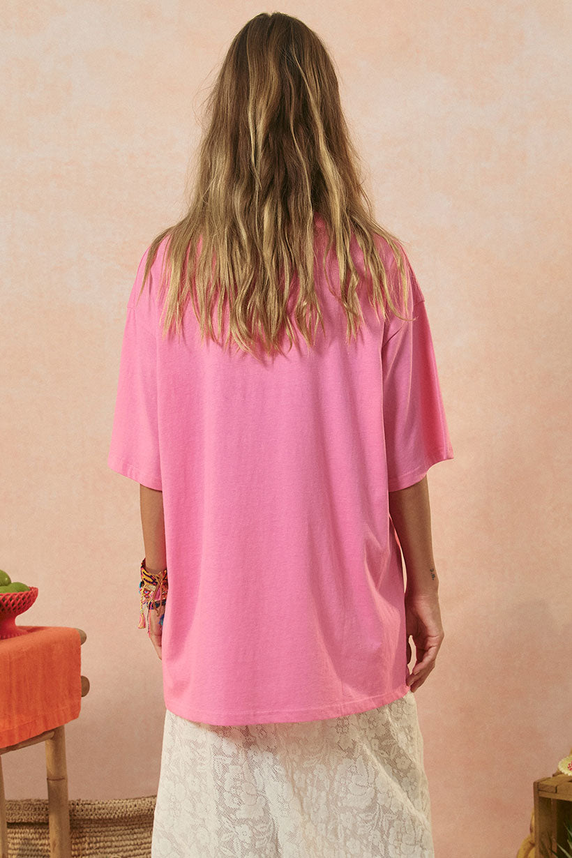 Marina piccola oversized biker tee, cosmos pink