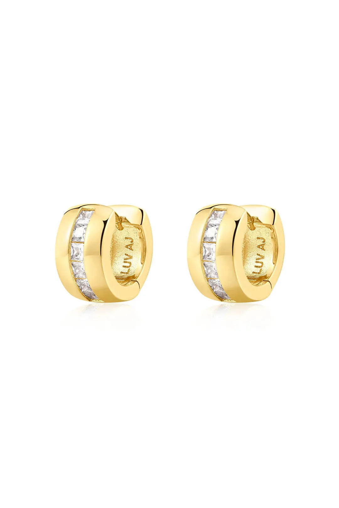 The pave stripe monaco huggies, gold