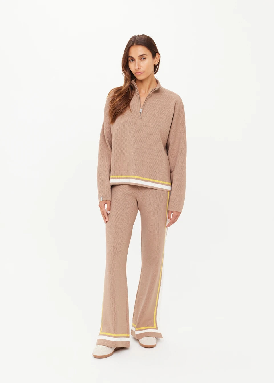 Veneto carter knit zip top, mocha