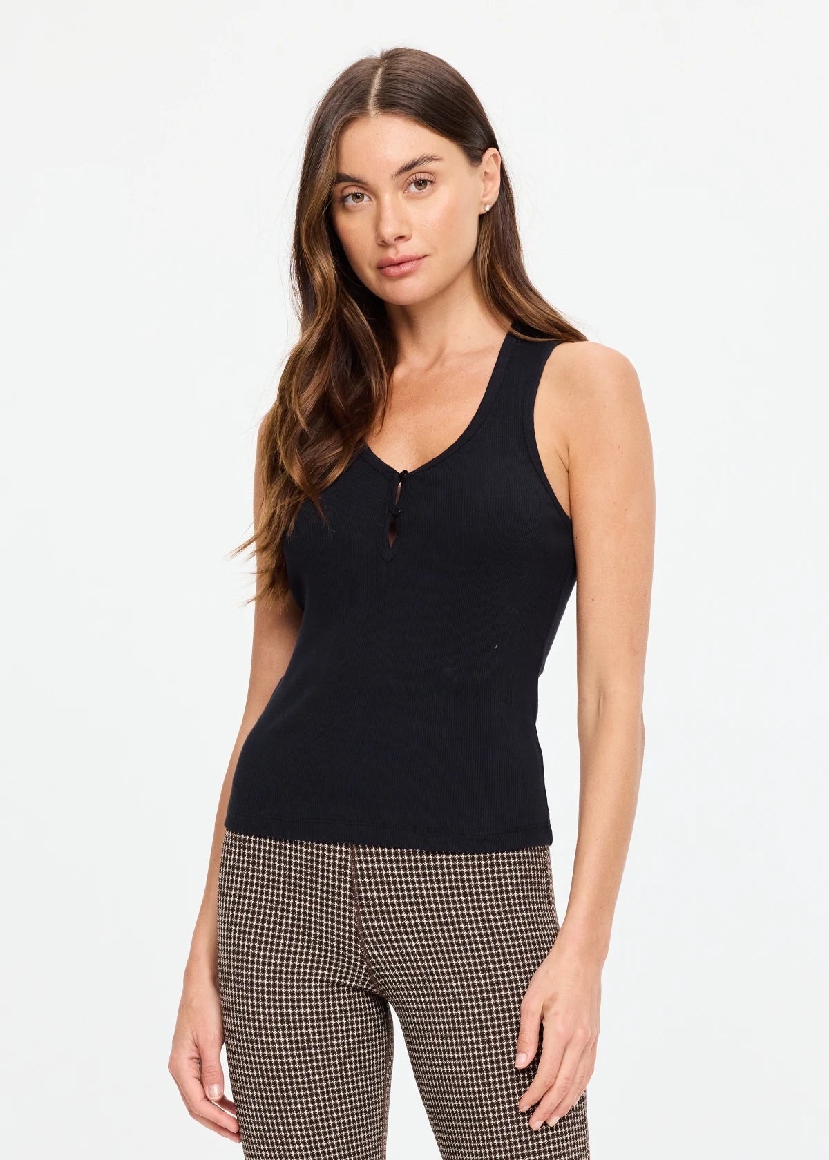 Charli button tank top, black