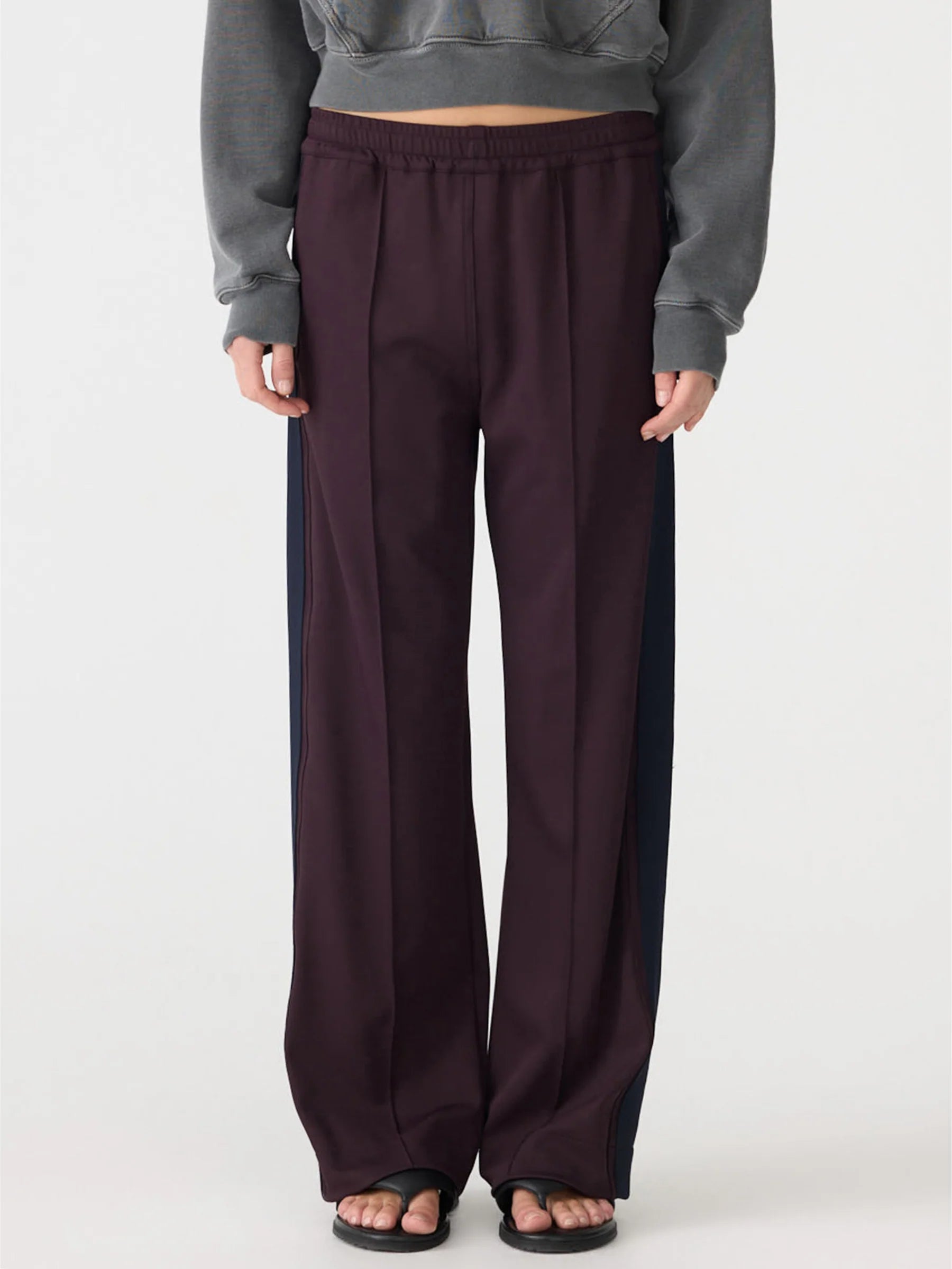 Twill Stripe Detail Pant, Dark plum/ink