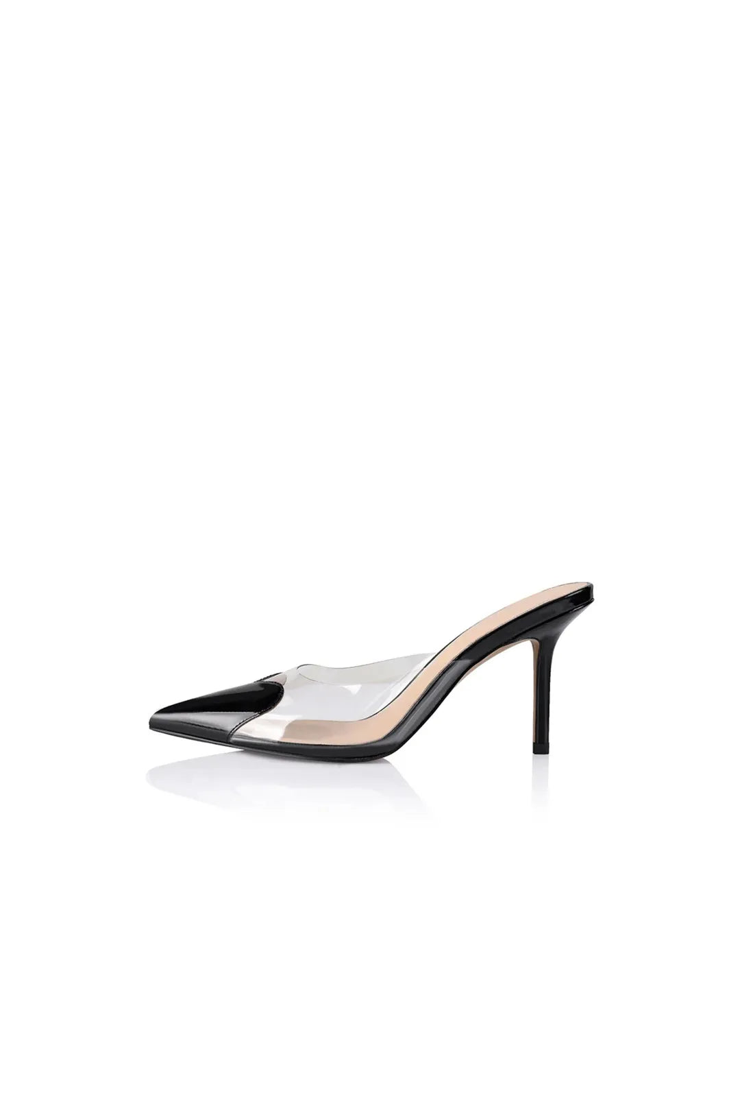 Raquel Mule, Vinylite & Black Patent Leather