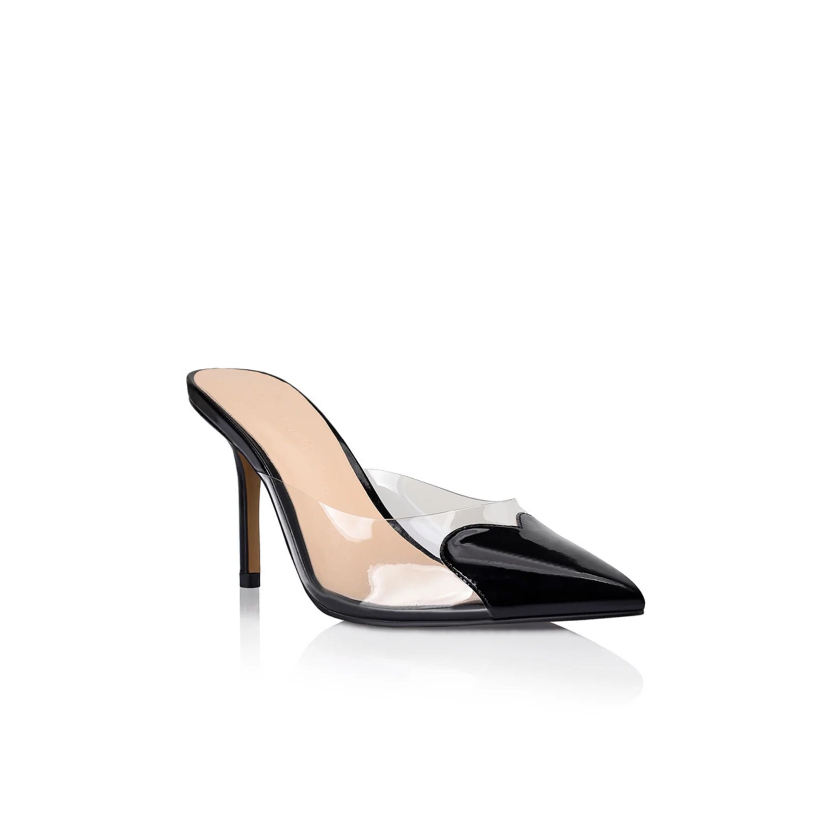 Raquel Mule, Vinylite & Black Patent Leather