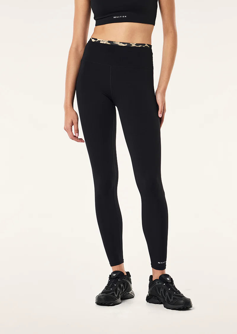 Vita Full length legging, black & leopard