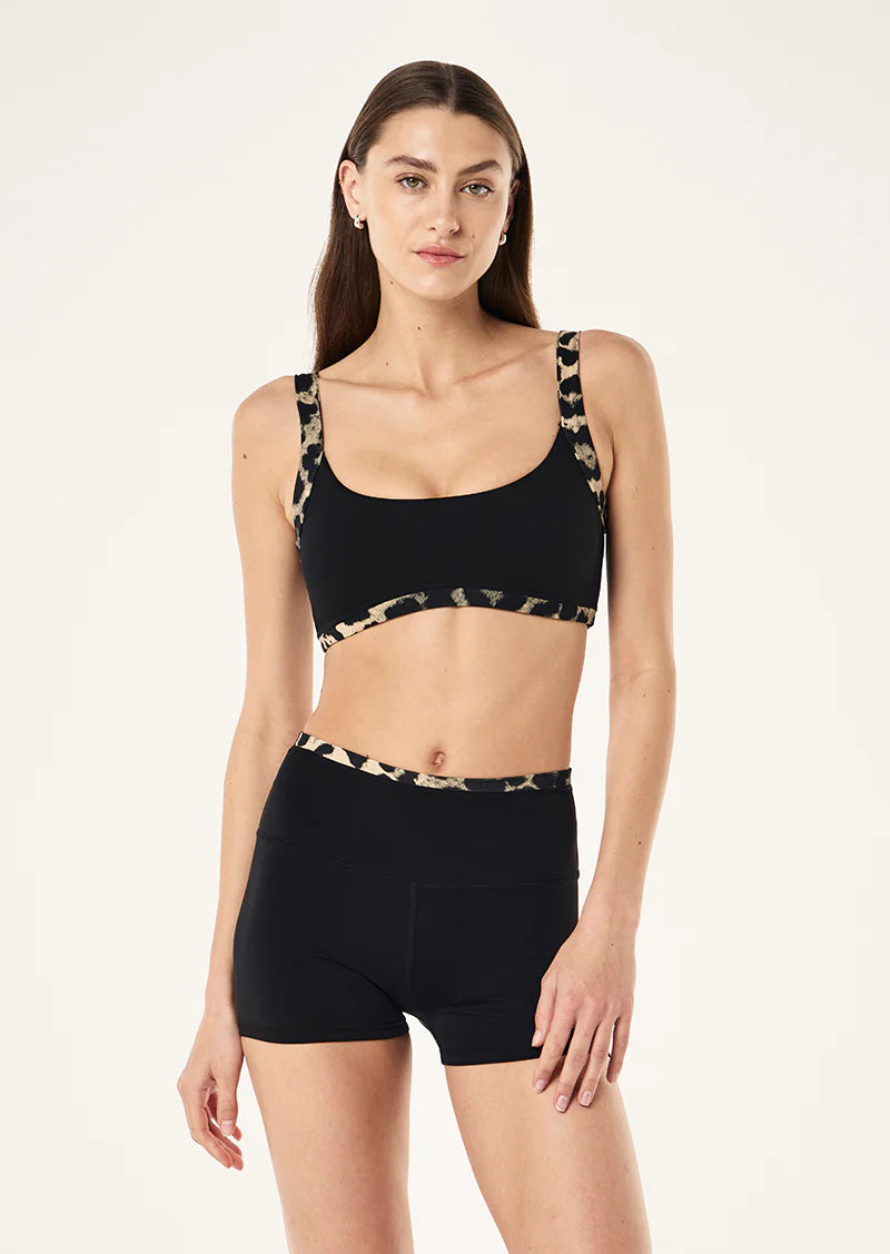 Vivid sports bra, black & leopard