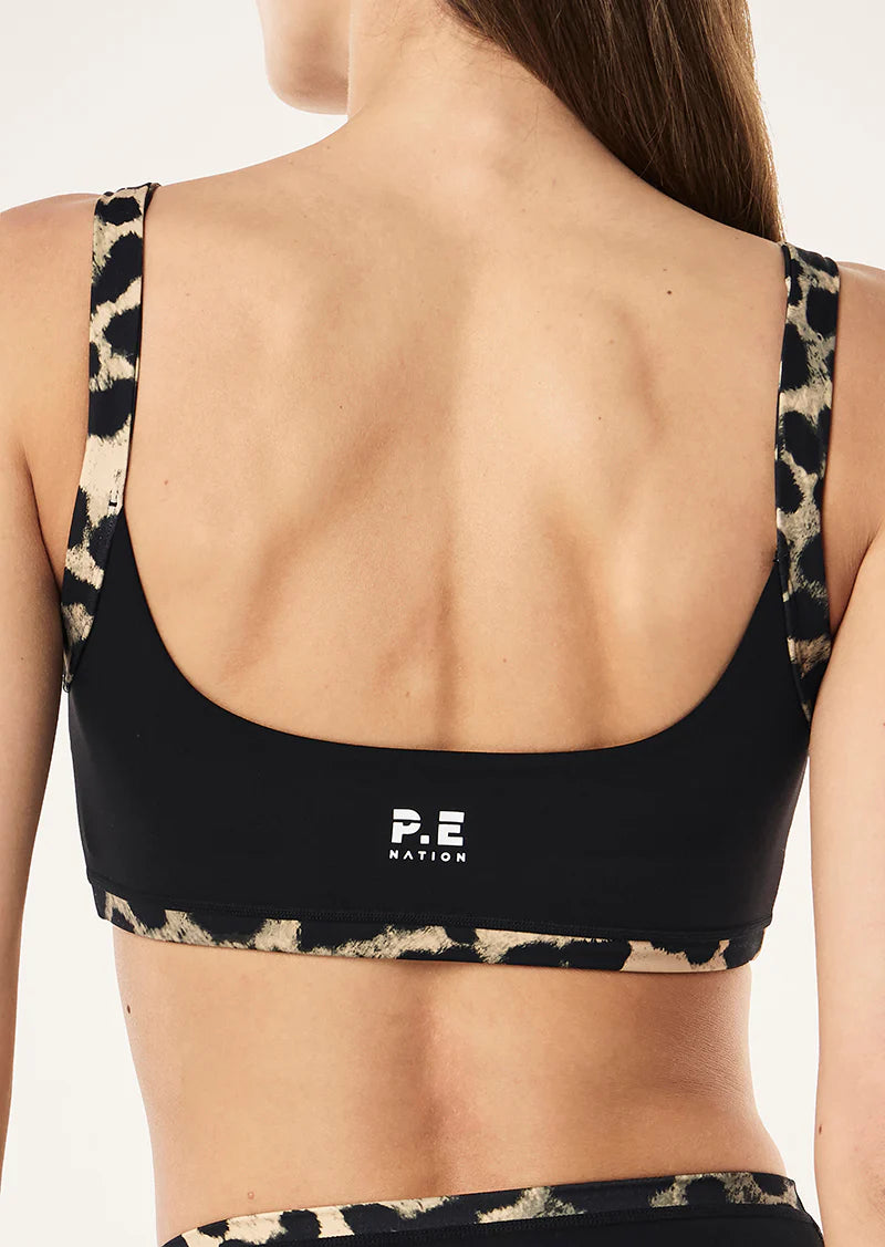 Vivid sports bra, black & leopard