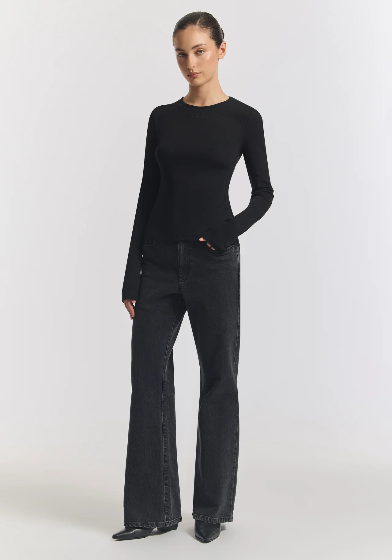 Woods rib longsleeve tee, black