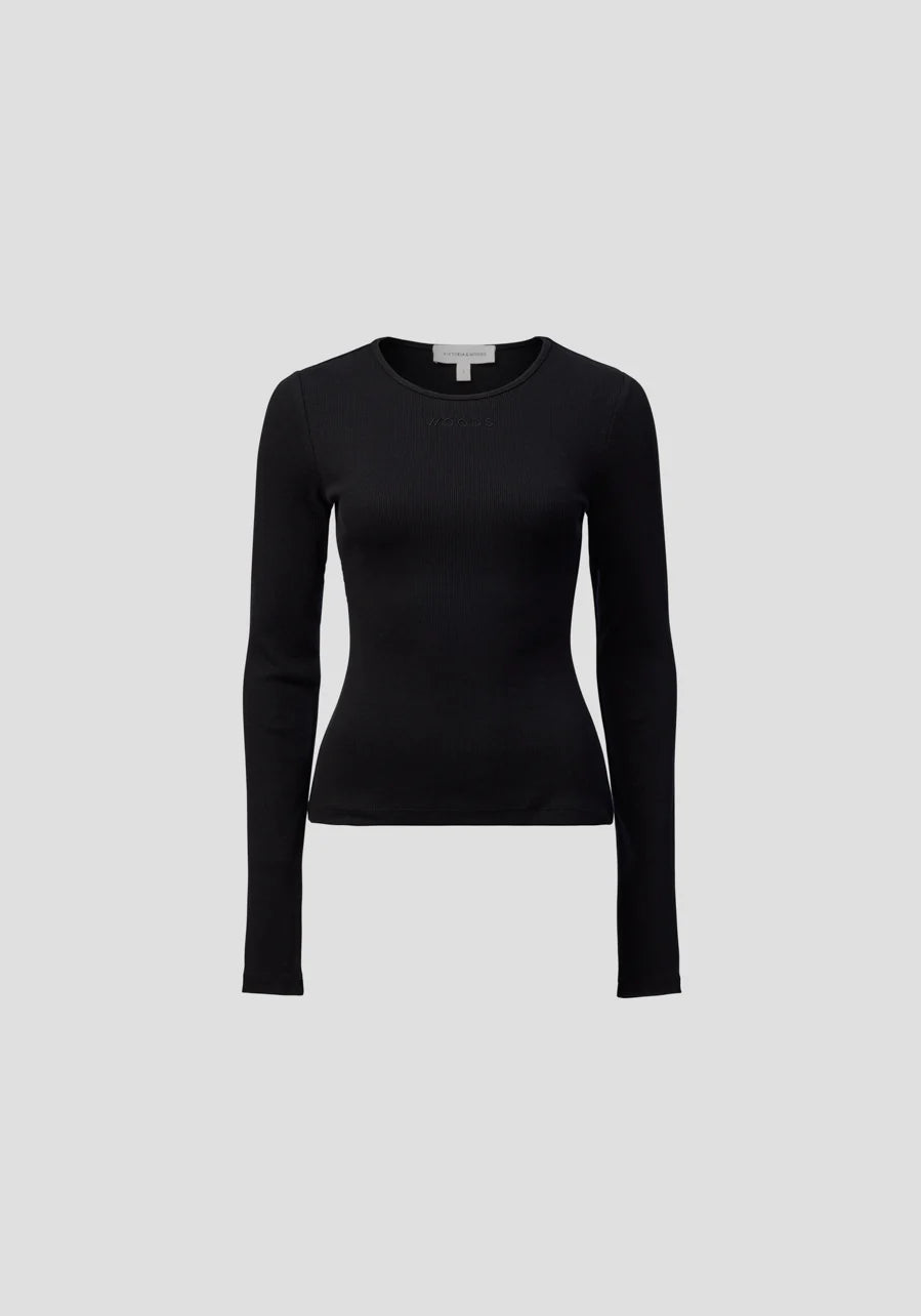 Woods rib longsleeve tee, black