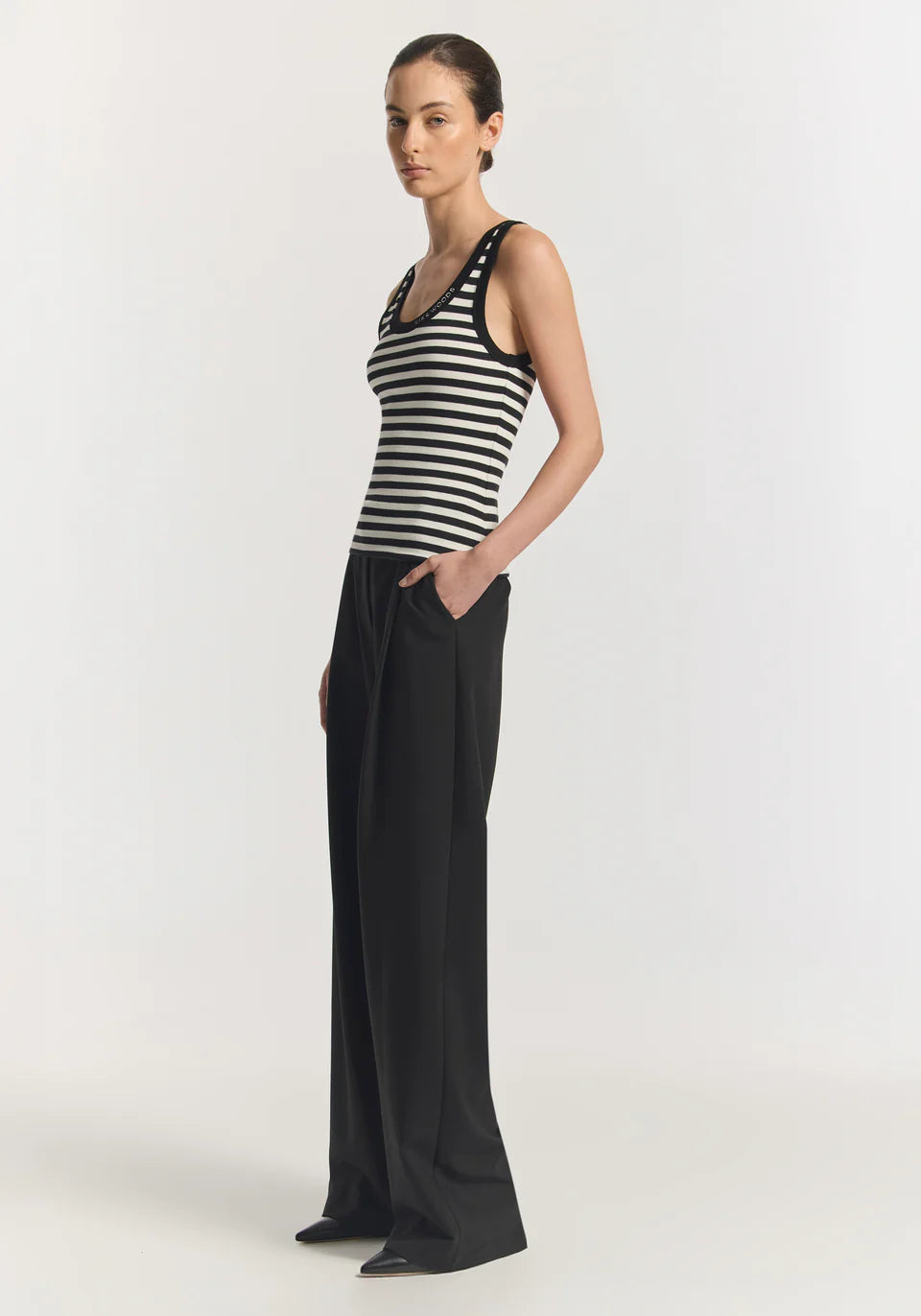 Vik & Woods tank, black/Ivory stripe