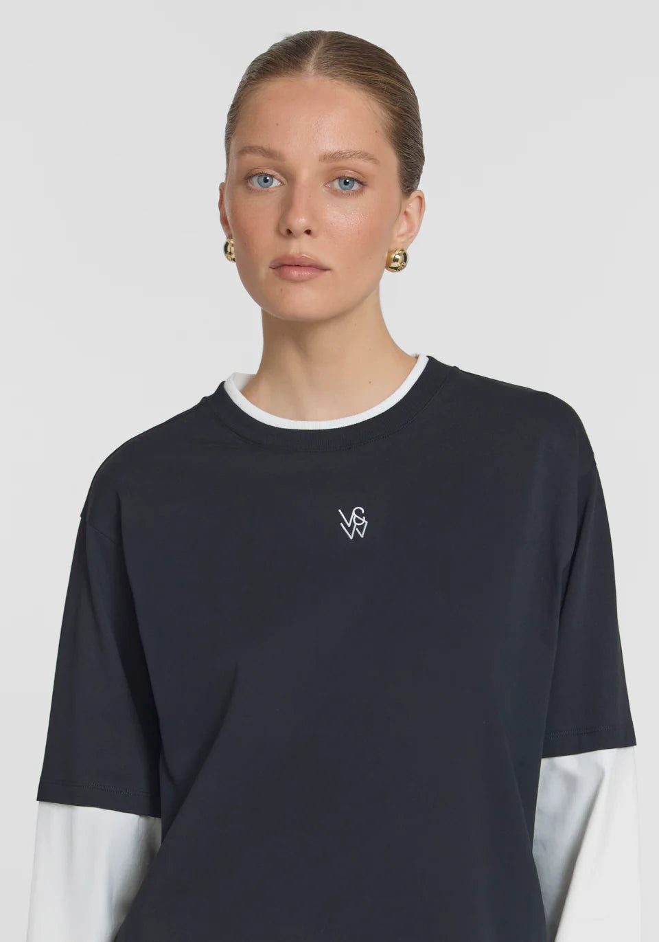 Maximus long sleeve top, black/white