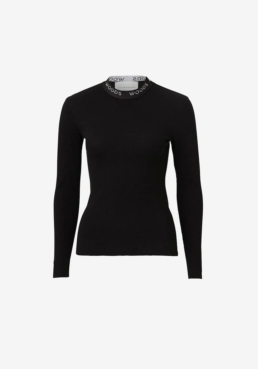 Woods rib longsleeve tee, black