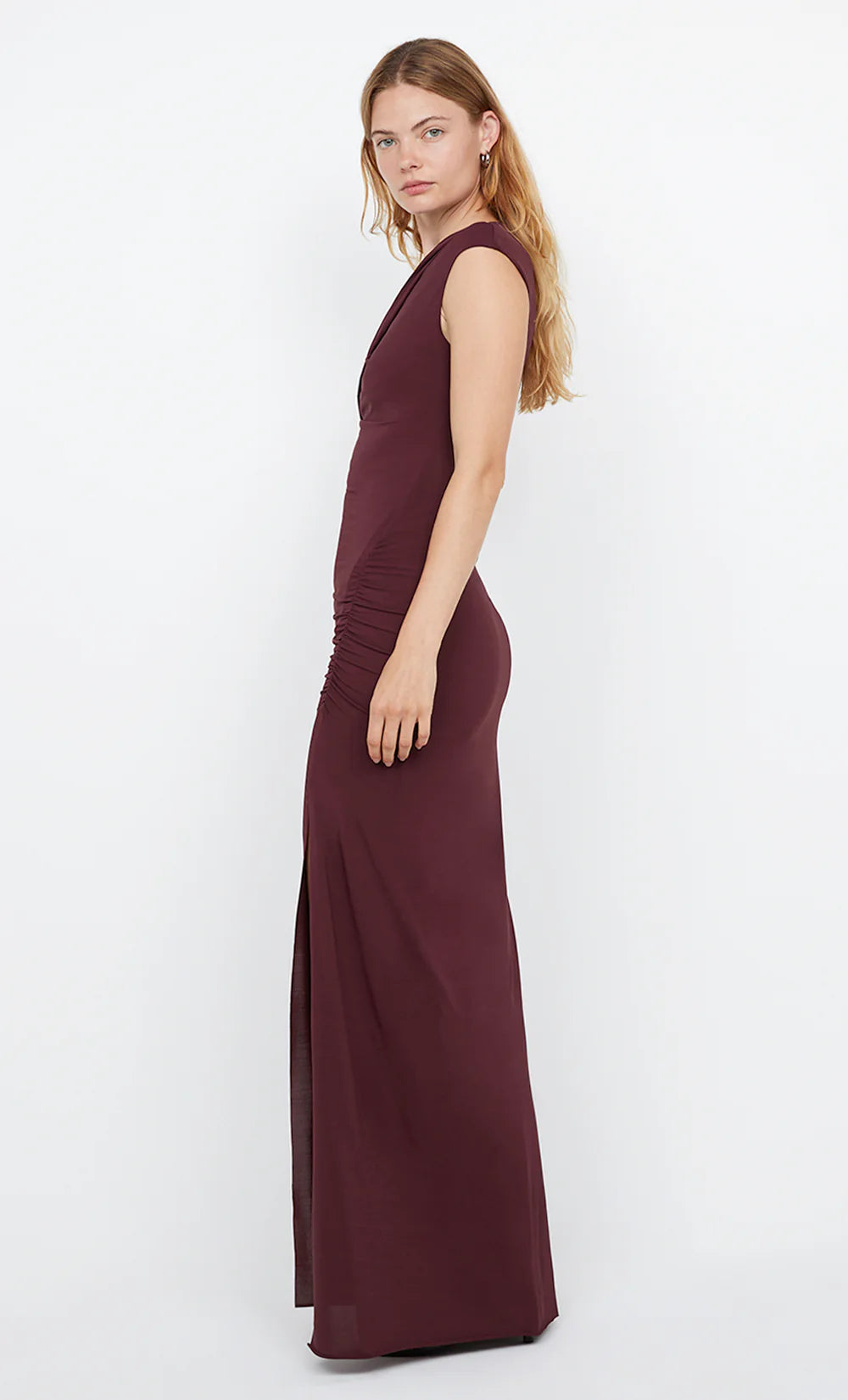 sonnie asym maxi dress, plum