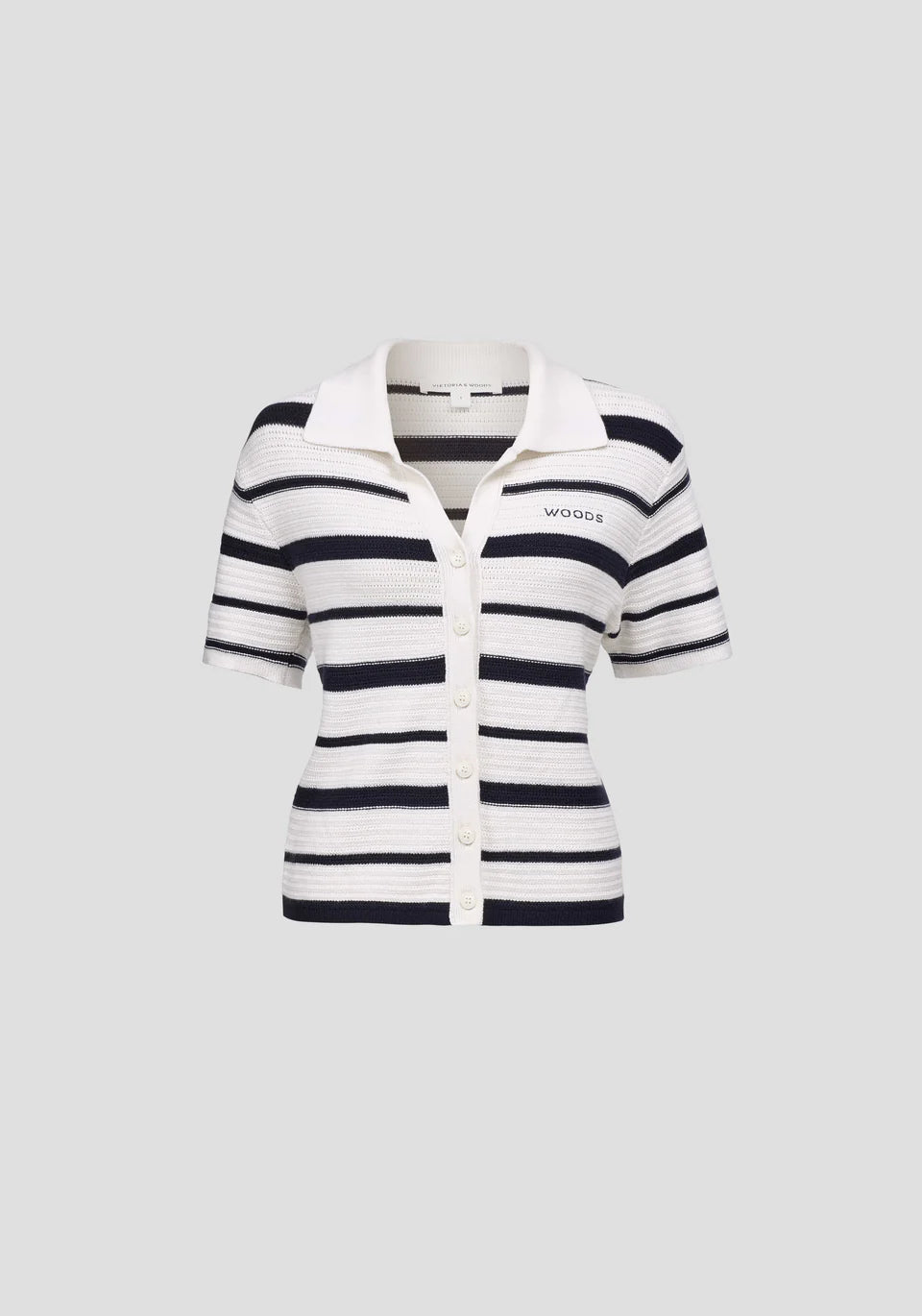 Accordian shirt, navy/ivory stripe