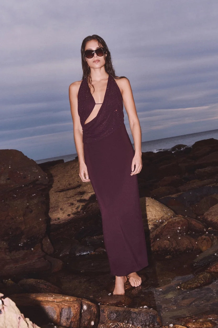 Harriett Maxi Dress, eggplant