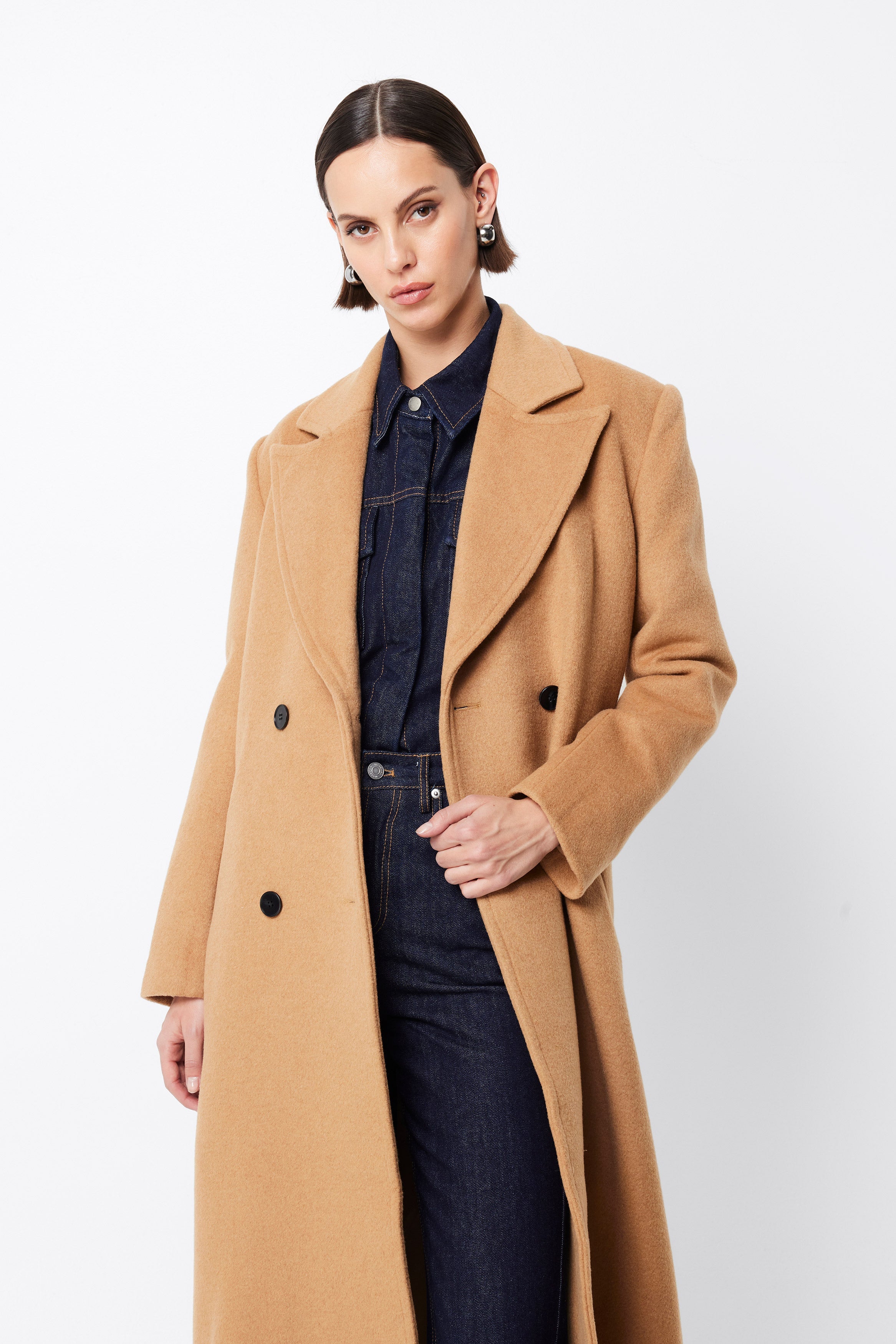 washington coat, camel