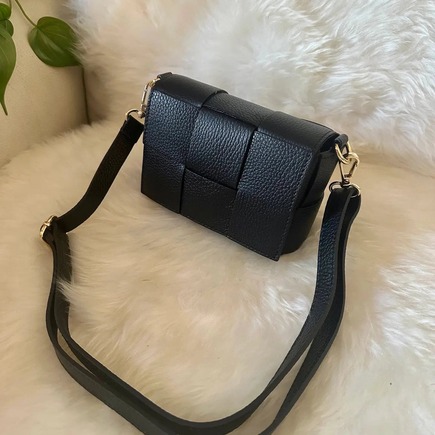 Cassettina mini cross body bag, black