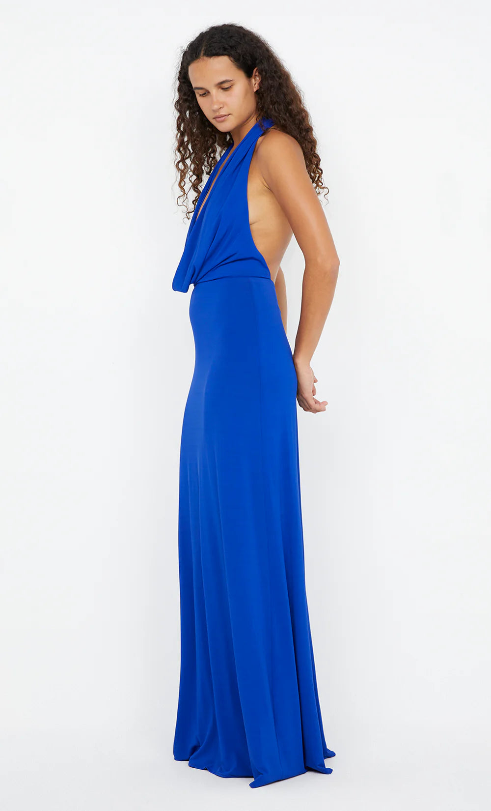 nessie cowl maxi dress, ultramarine blue
