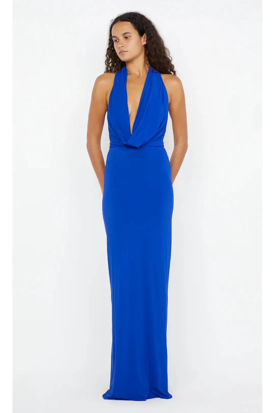 nessie cowl maxi dress, ultramarine blue